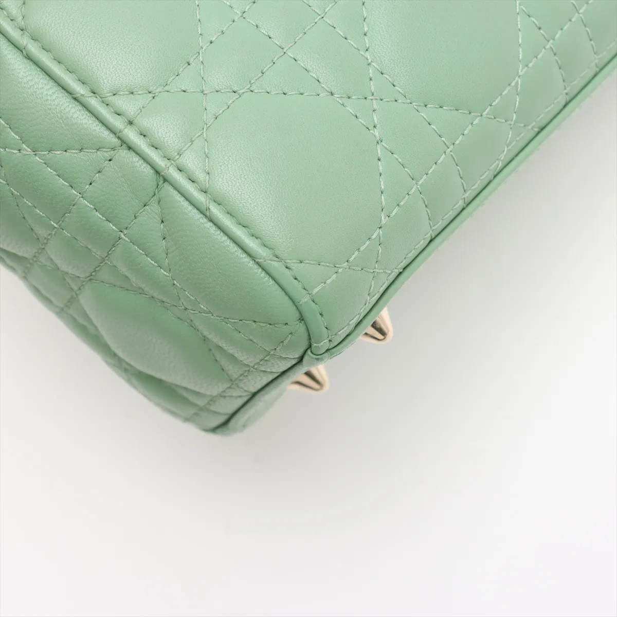 Cannage My Lady Dior Leather 2WAY Handbag Green with Charm — view 13