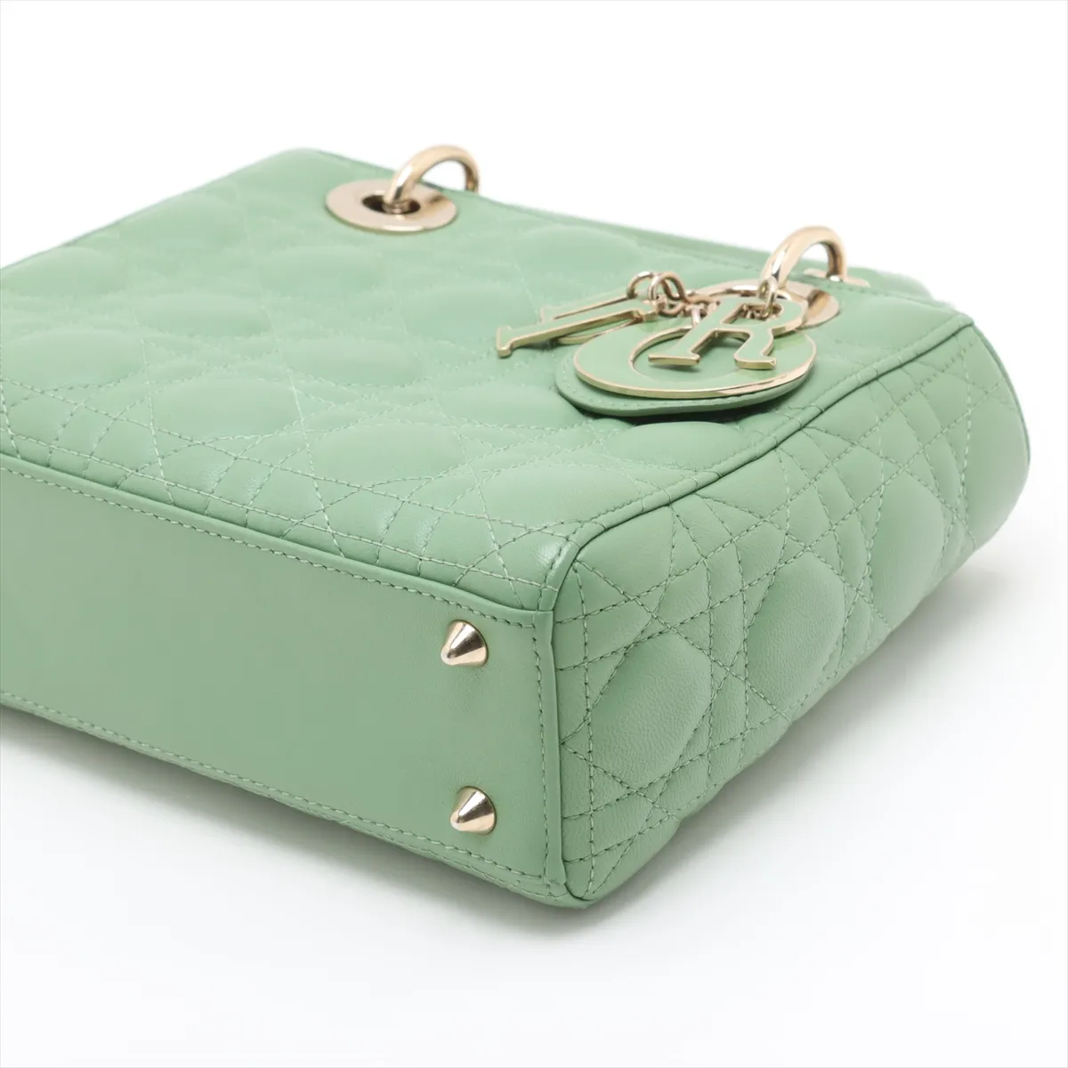 Cannage My Lady Dior Leather 2WAY Handbag Green with Charm — view 3
