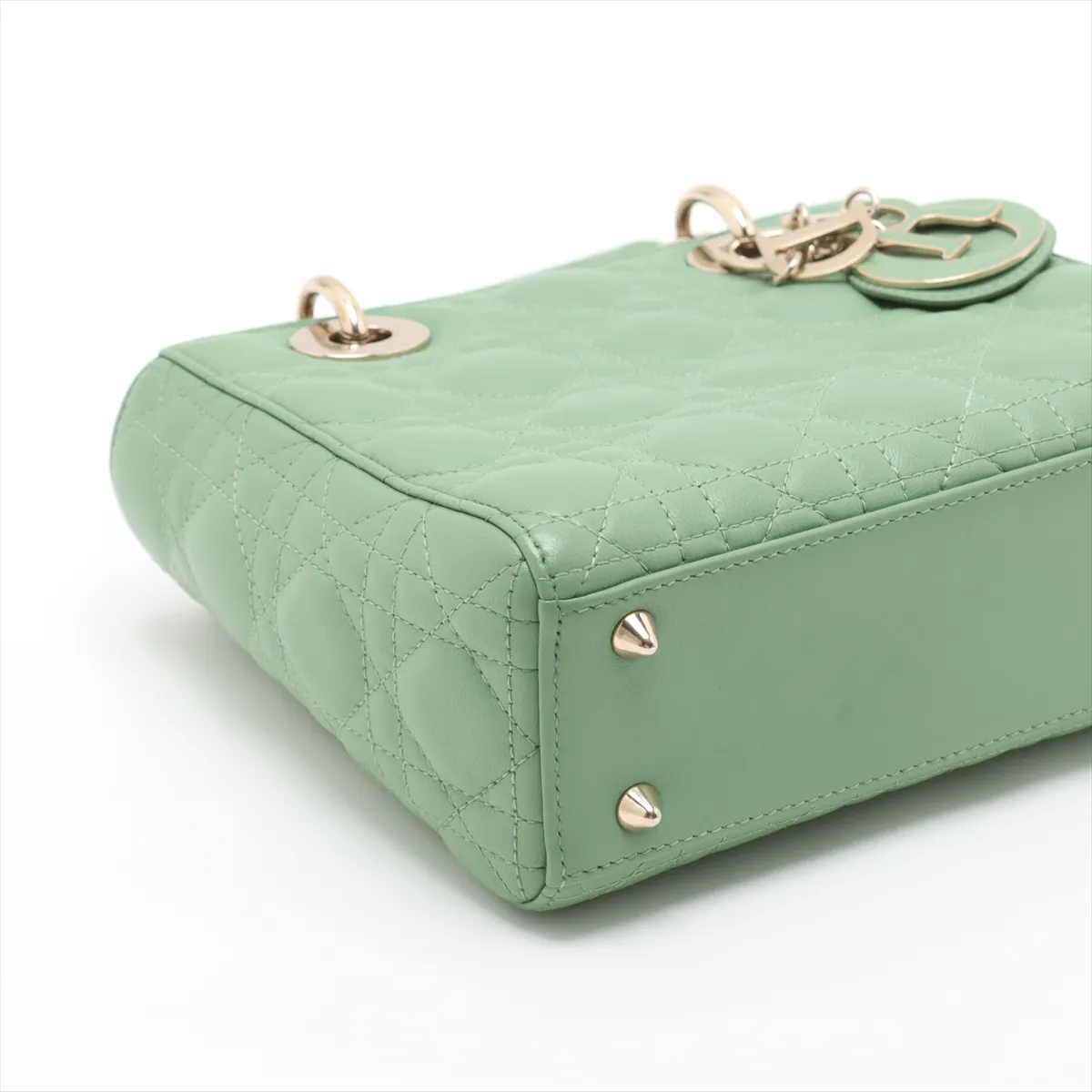 Cannage My Lady Dior Leather 2WAY Handbag Green with Charm — view 4