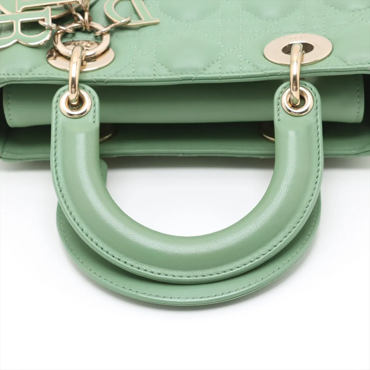 Cannage My Lady Dior Leather 2WAY Handbag Green with Charm — view 5