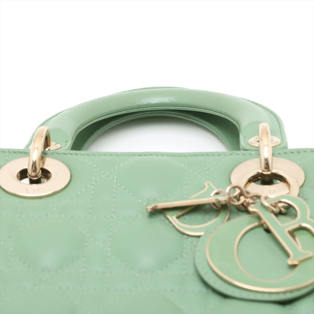 Cannage My Lady Dior Leather 2WAY Handbag Green with Charm — view 6