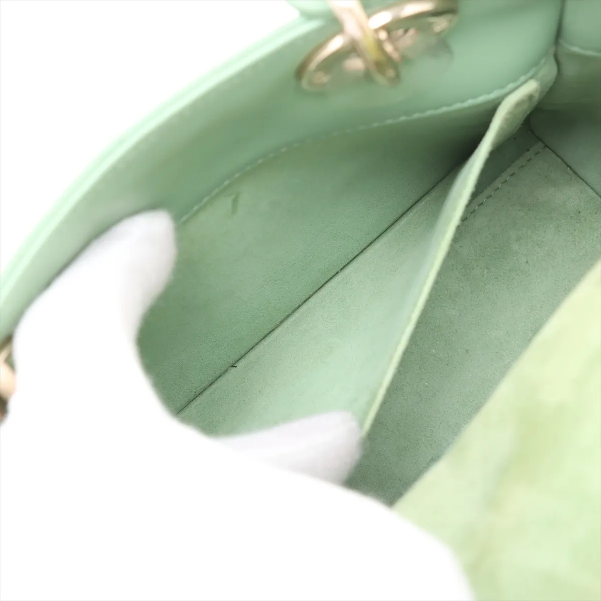 Cannage My Lady Dior Leather 2WAY Handbag Green with Charm — view 9