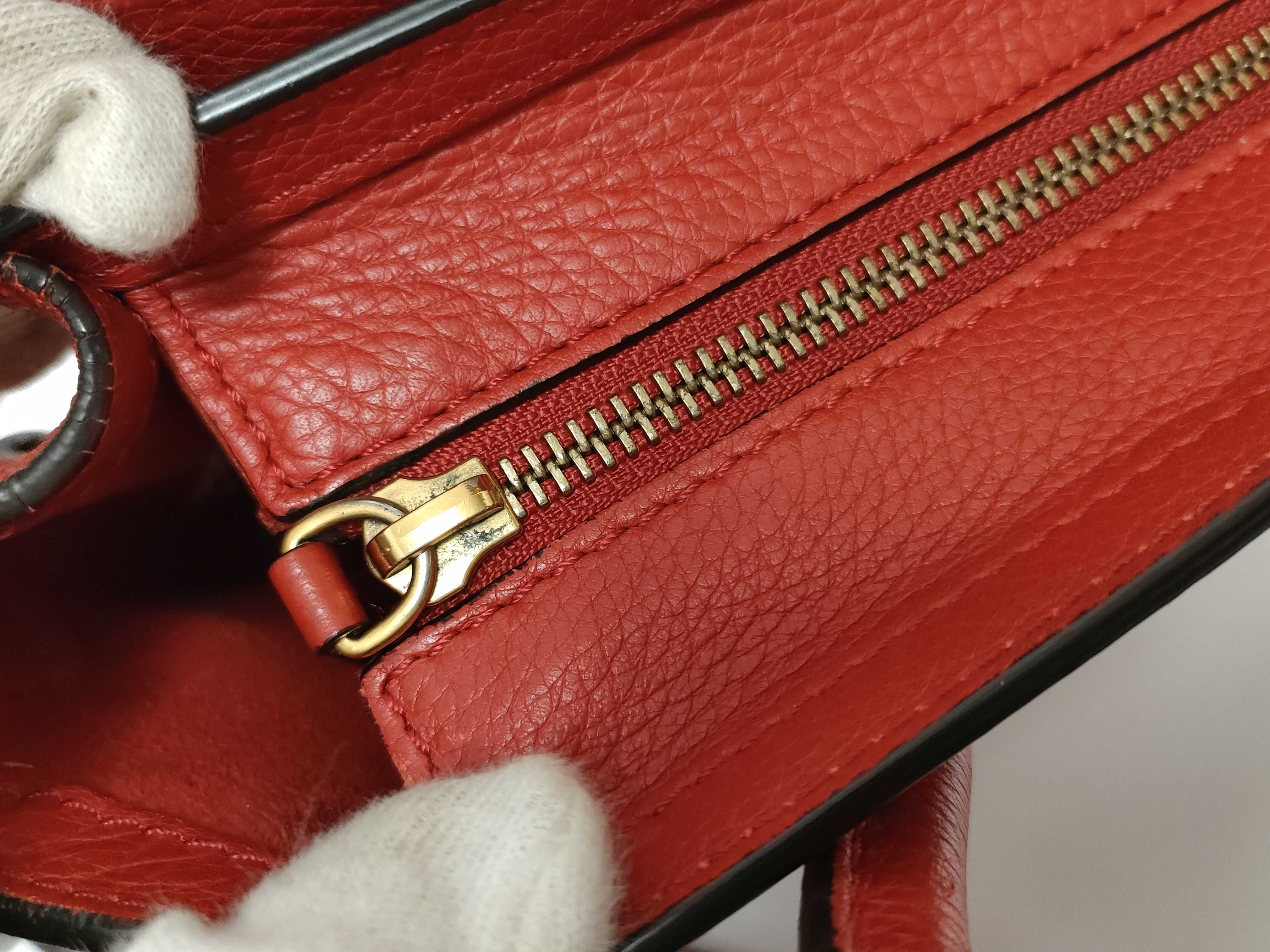Luggage Nano Shopper Leather 2-Way Handbag, Red — view 9