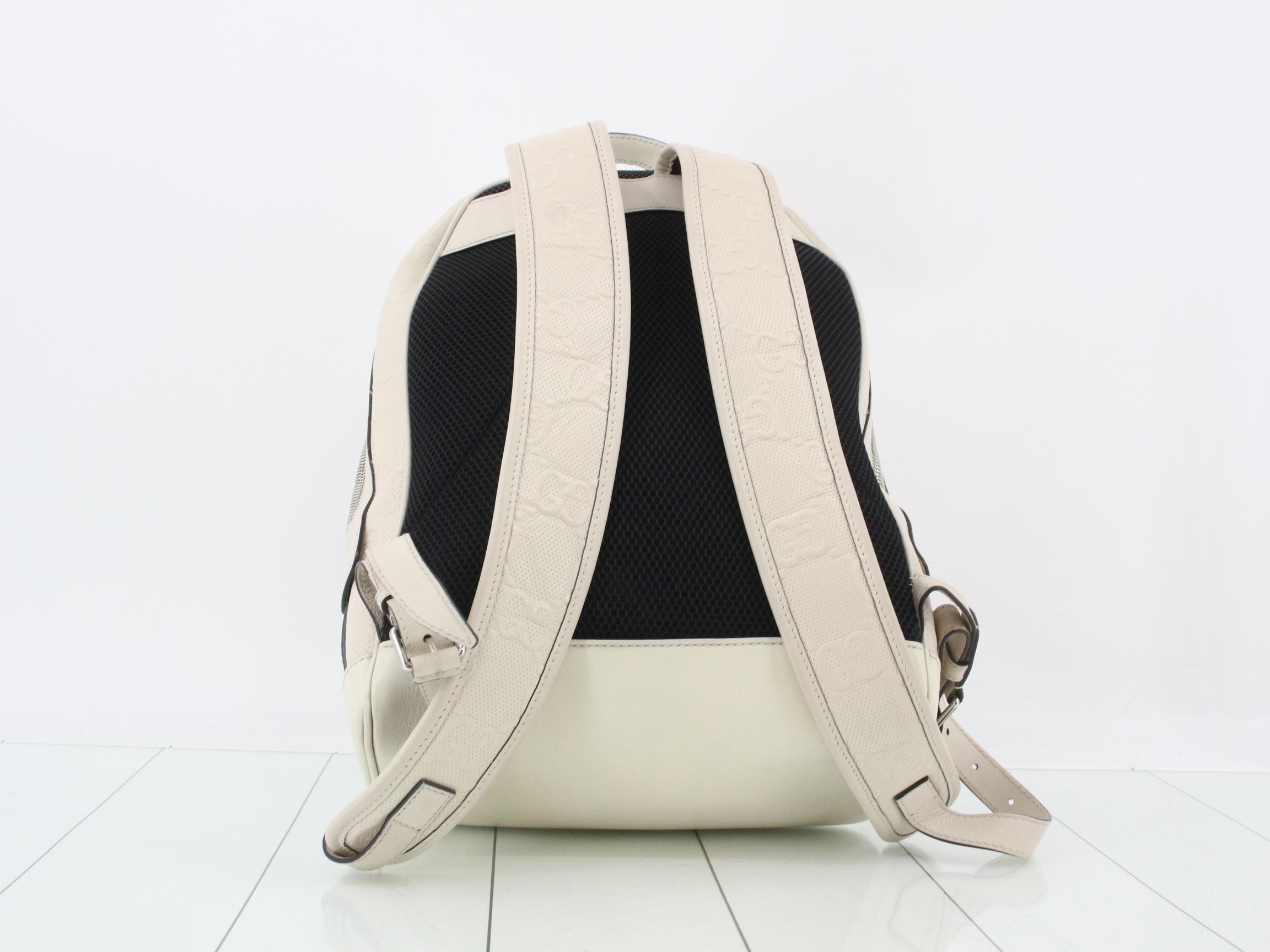 GG Embossed Backpack, White — view 2