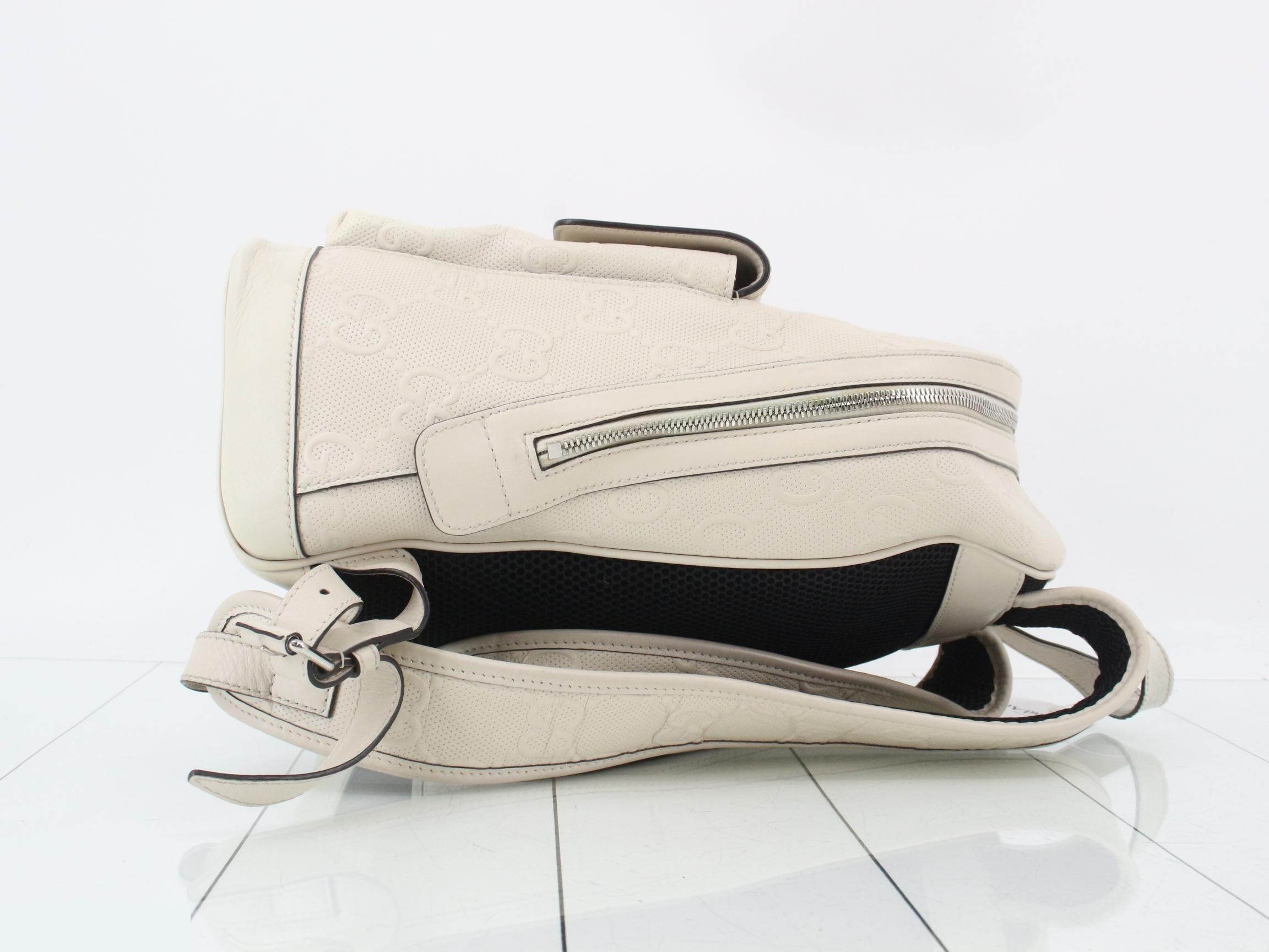 GG Embossed Backpack, White — view 3