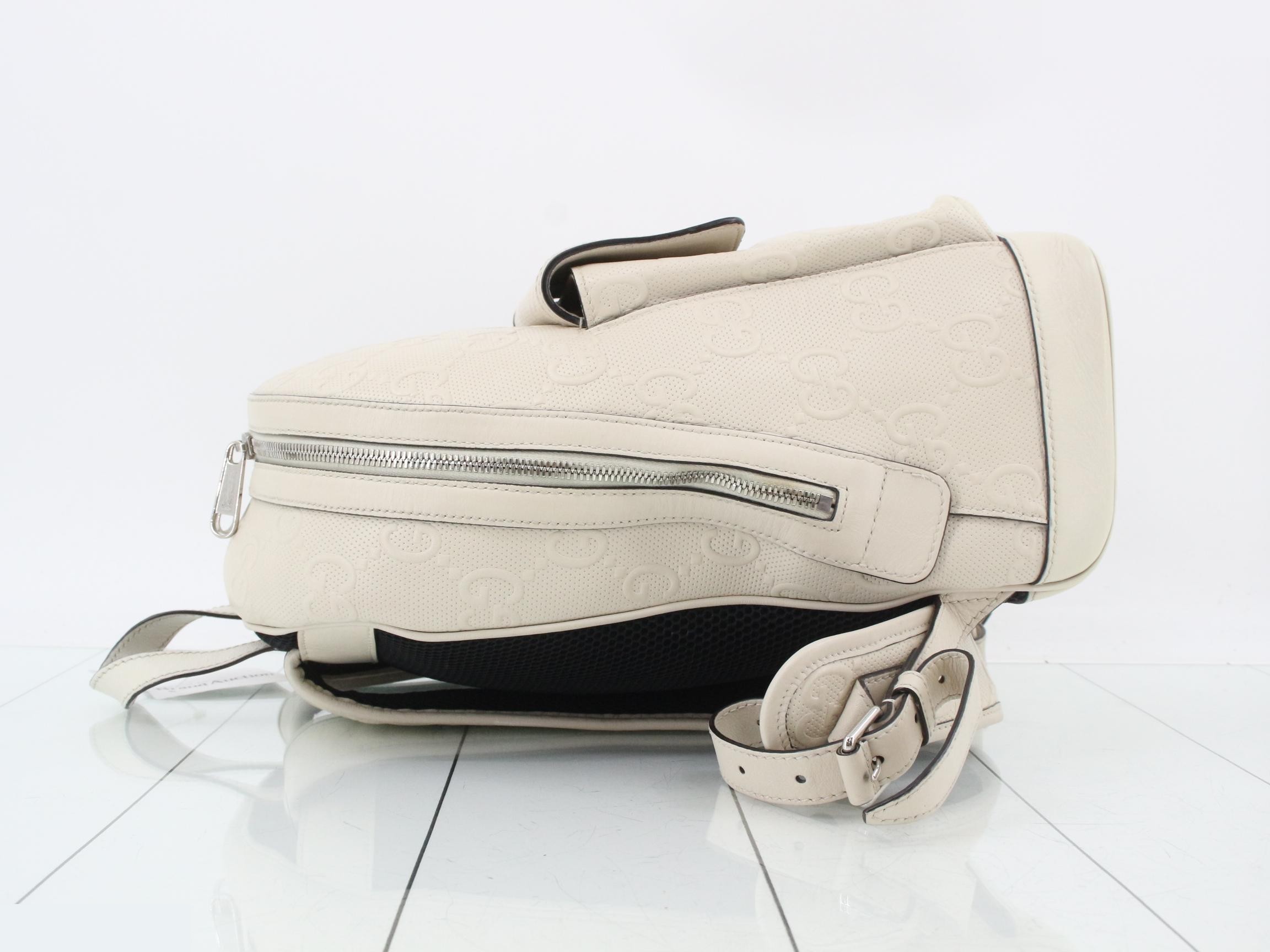 GG Embossed Backpack, White — view 4