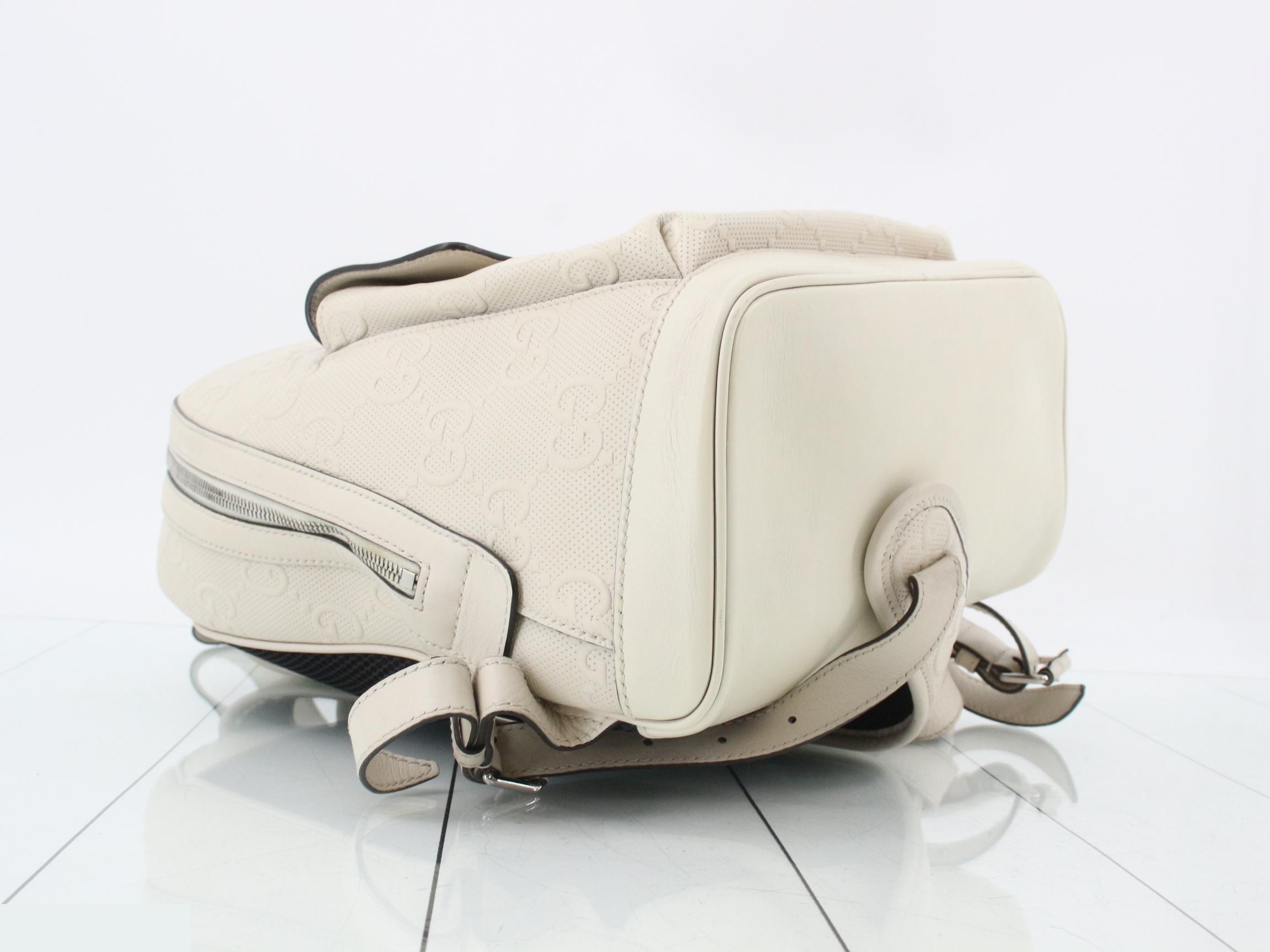 GG Embossed Backpack, White — view 5