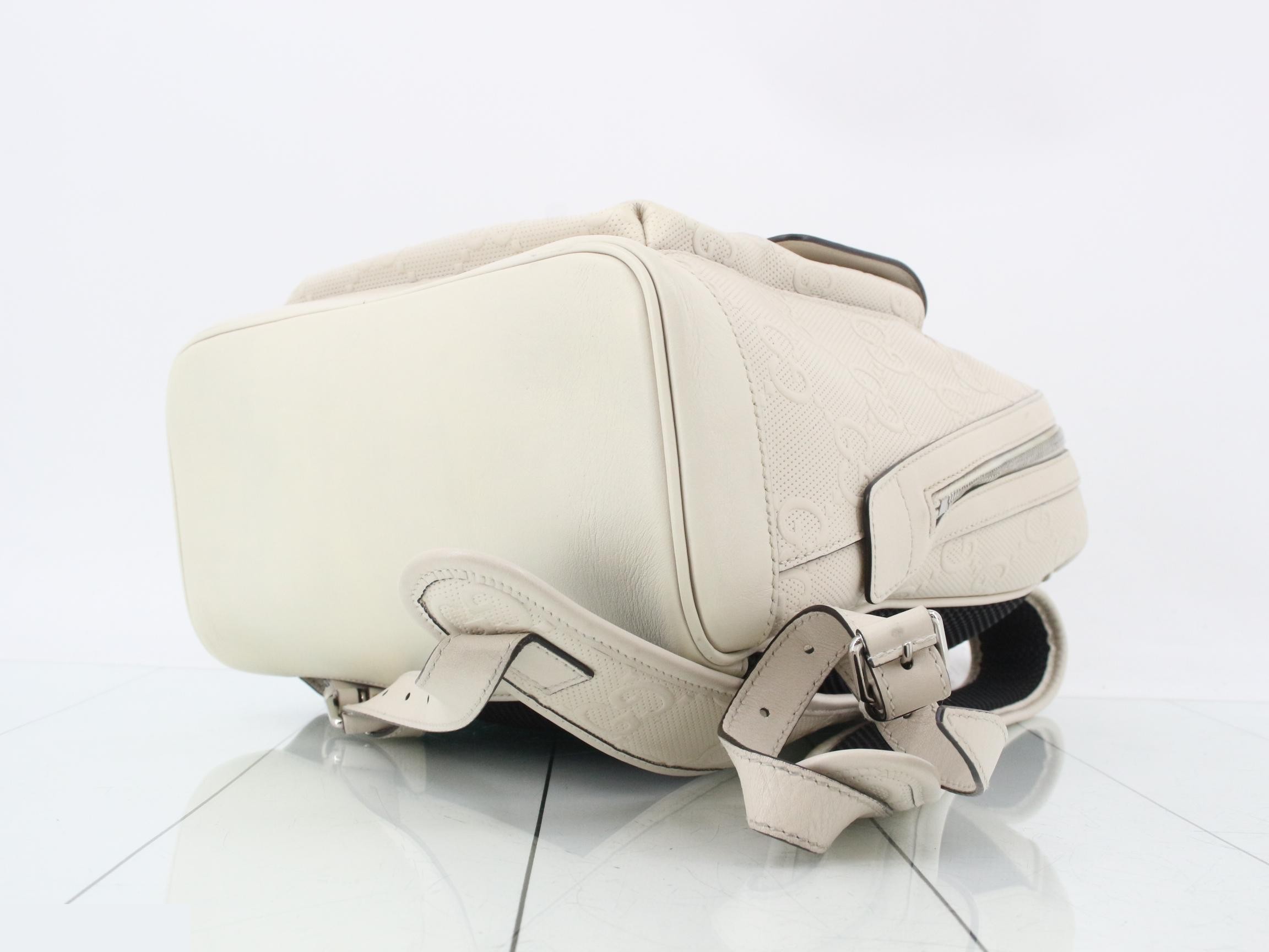 GG Embossed Backpack, White — view 6