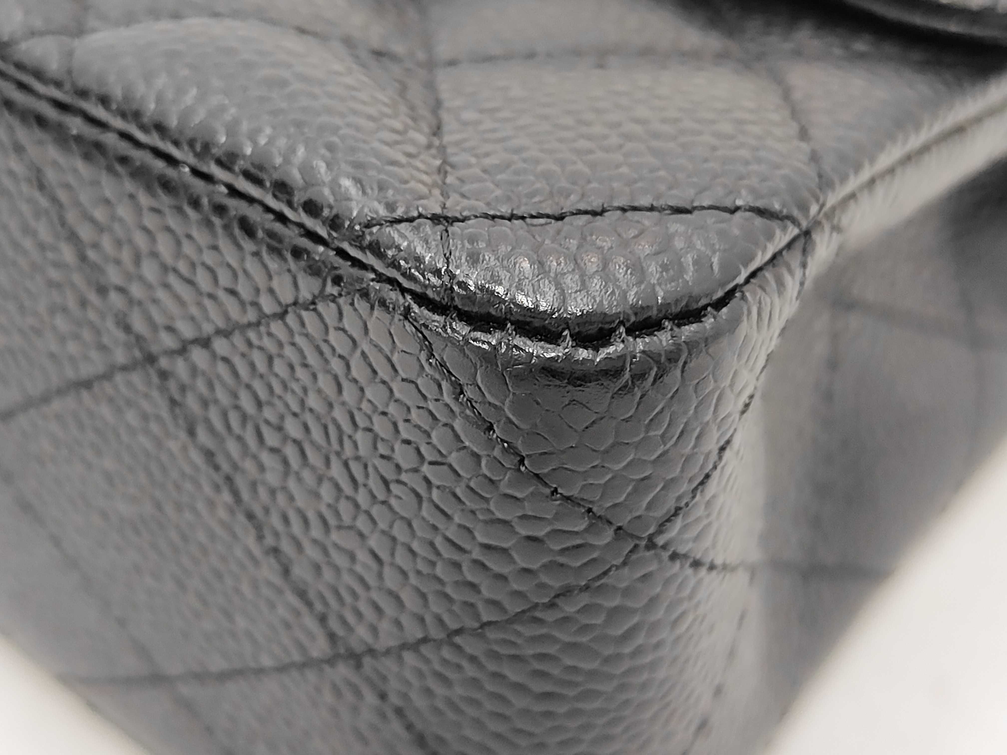 Matelassé 25 Double Chain Shoulder Bag with Double Flap, Caviar Leather, Black, Silver Hardware, 18458279. Includes box, dust bag, card, seal, and booklet. 25x15x6cm, Shoulder strap approx. 60-9cm. — view 6