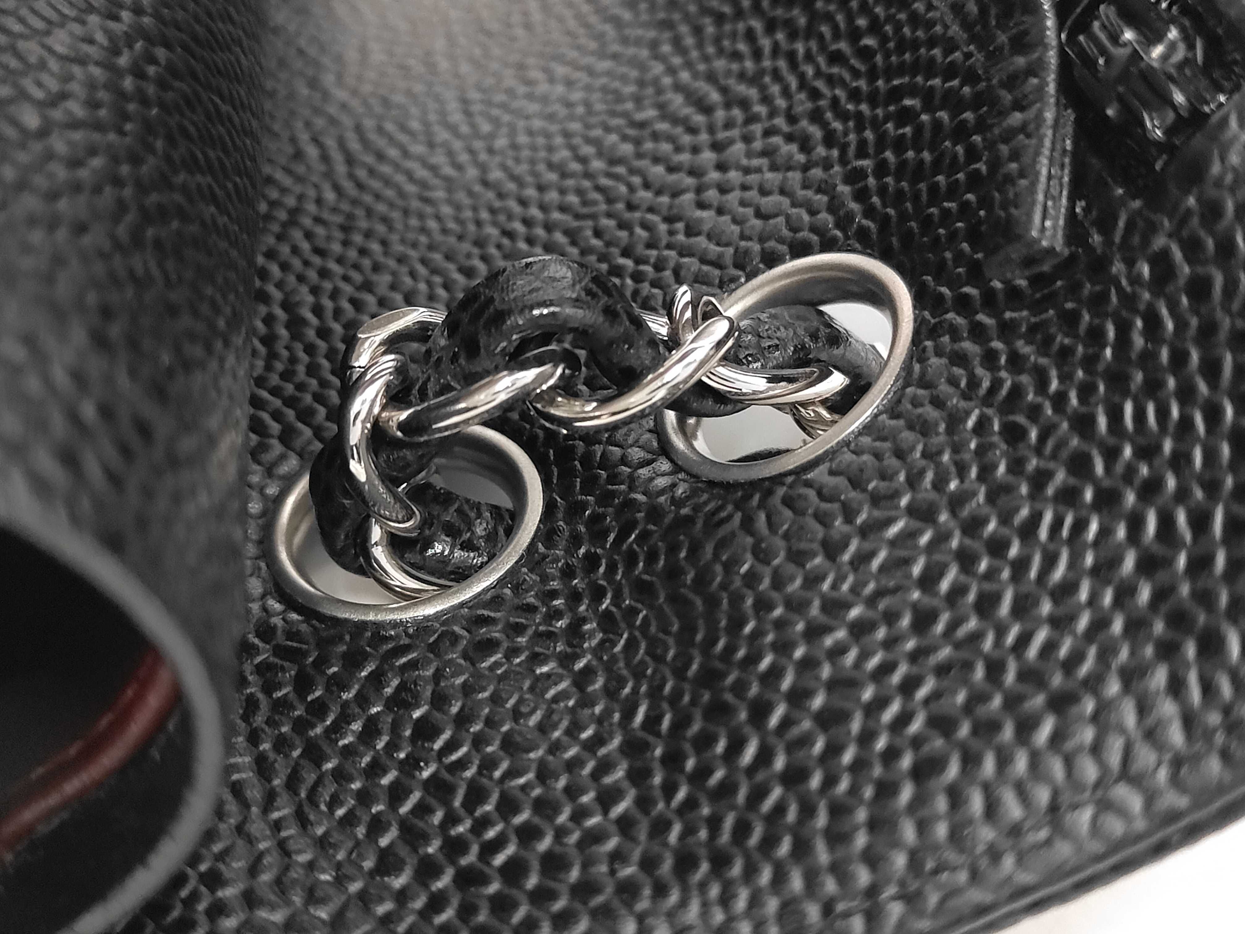 Matelassé 25 Double Chain Shoulder Bag with Double Flap, Caviar Leather, Black, Silver Hardware, 18458279. Includes box, dust bag, card, seal, and booklet. 25x15x6cm, Shoulder strap approx. 60-9cm. — view 7
