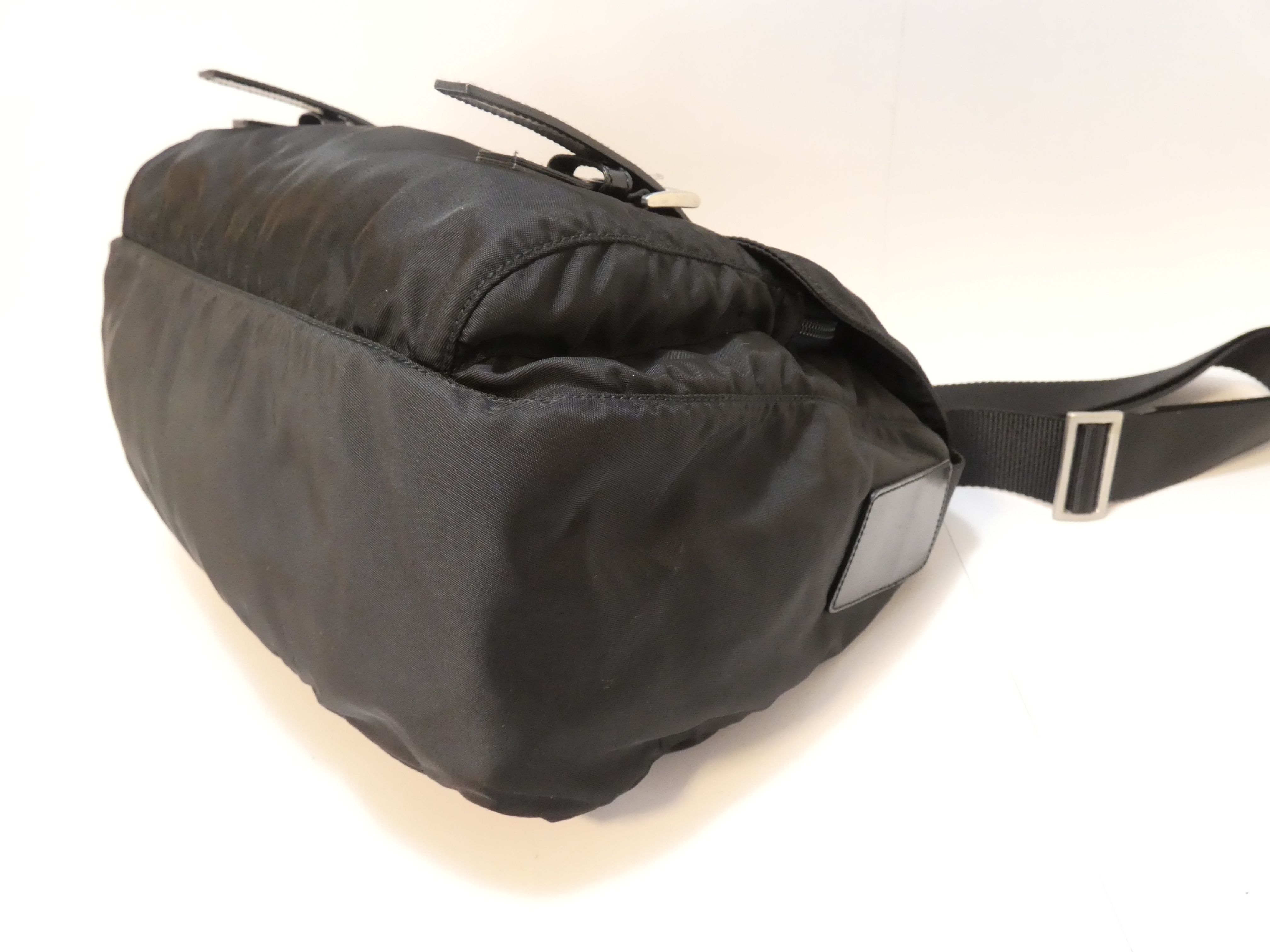 Triangle Plate Nylon Black Shoulder Bag — view 7