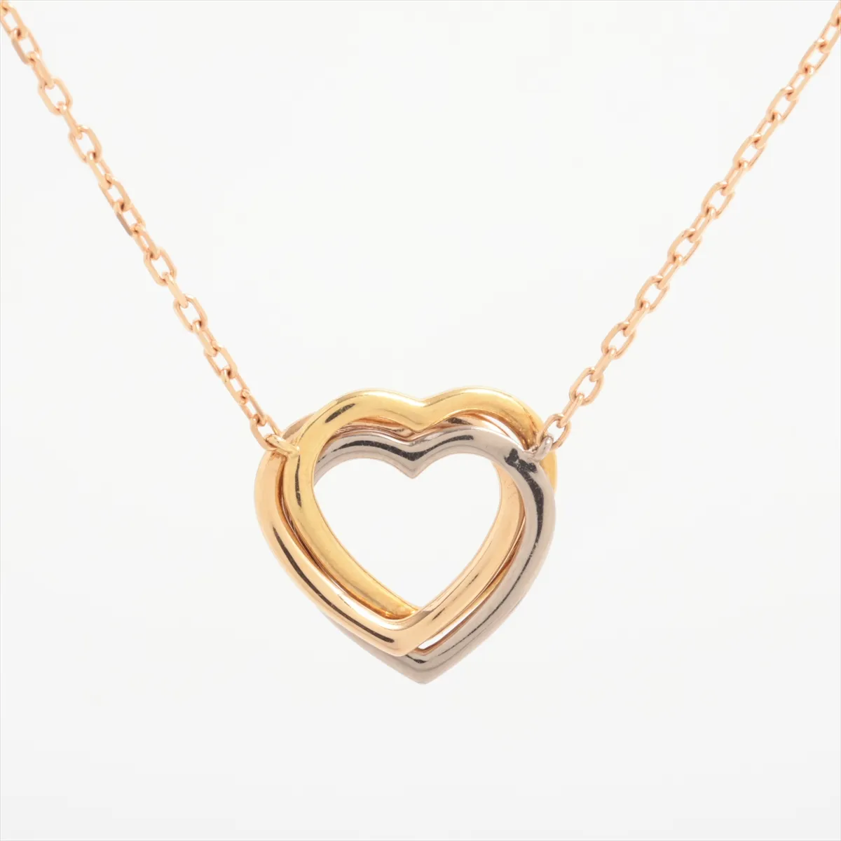Trinity Heart Necklace 750 (Yellow Gold x Pink Gold x White Gold) 4.2g TM6313 (Dents, holes) — view 2