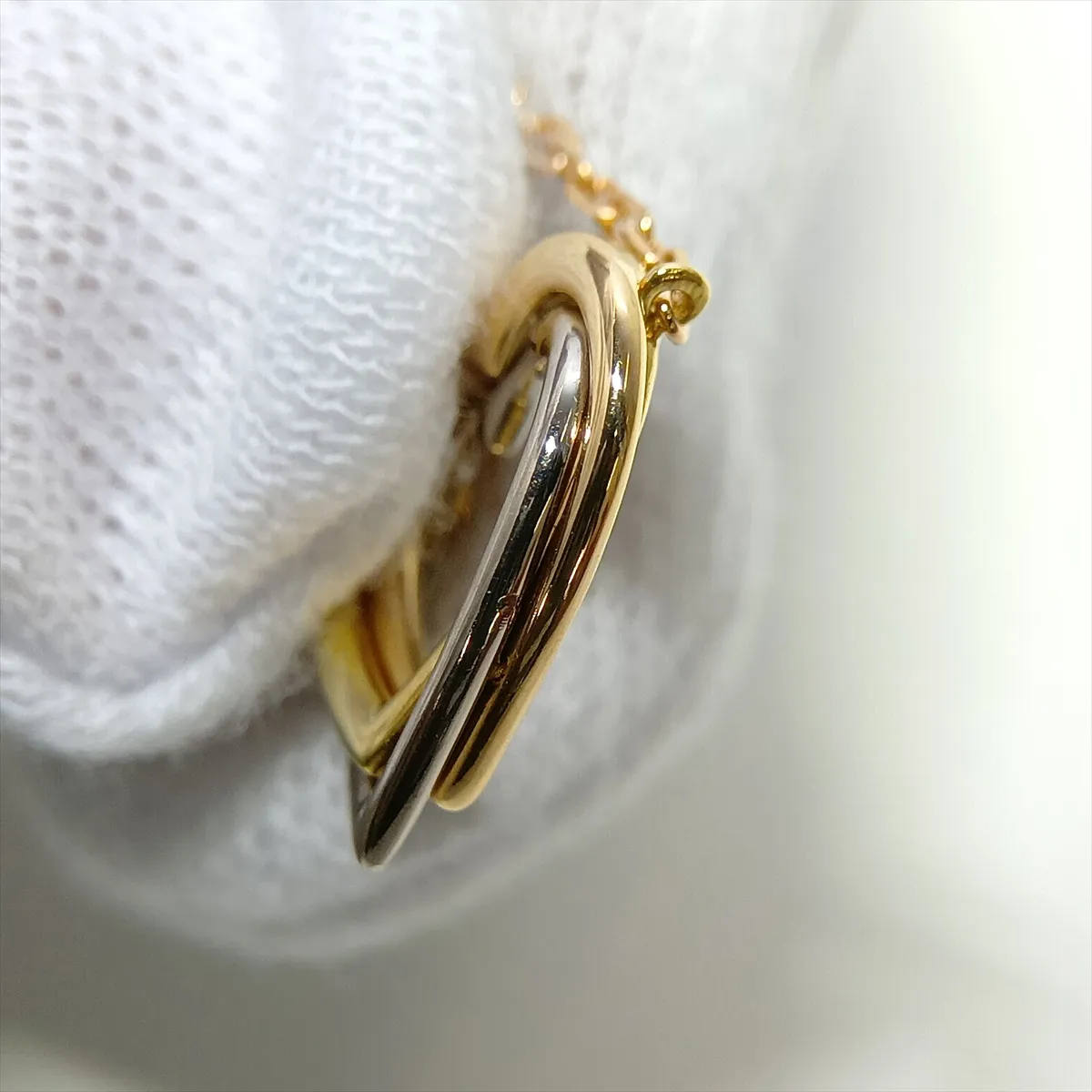 Trinity Heart Necklace 750 (Yellow Gold x Pink Gold x White Gold) 4.2g TM6313 (Dents, holes) — view 6