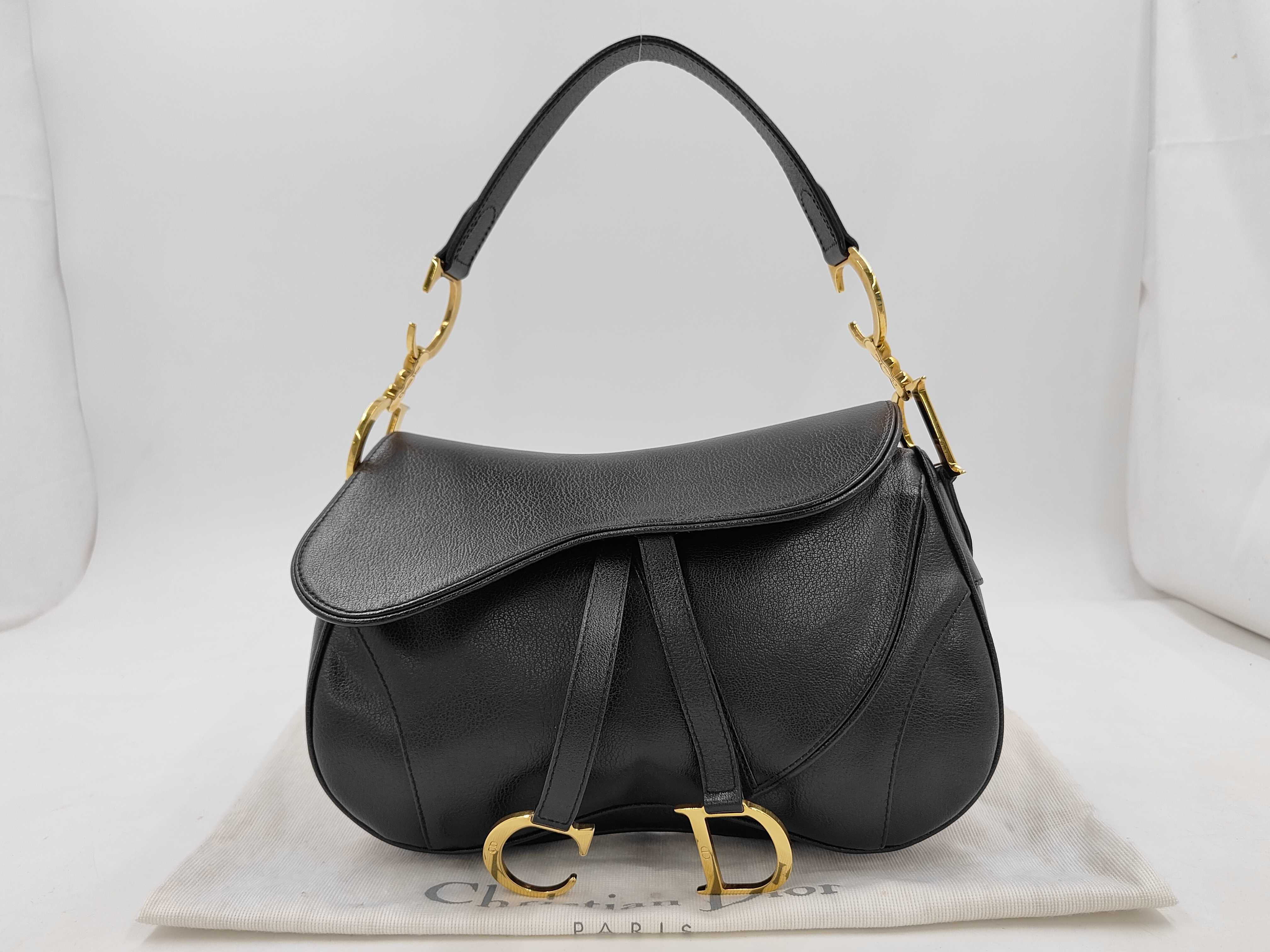 Double Saddle Shoulder Bag Leather Handbag