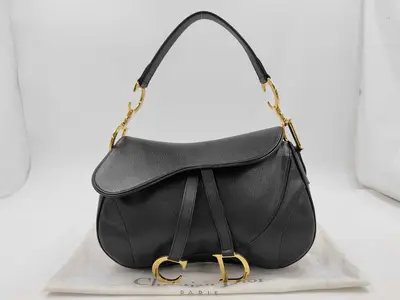 Double Saddle Shoulder Bag Leather Handbag
