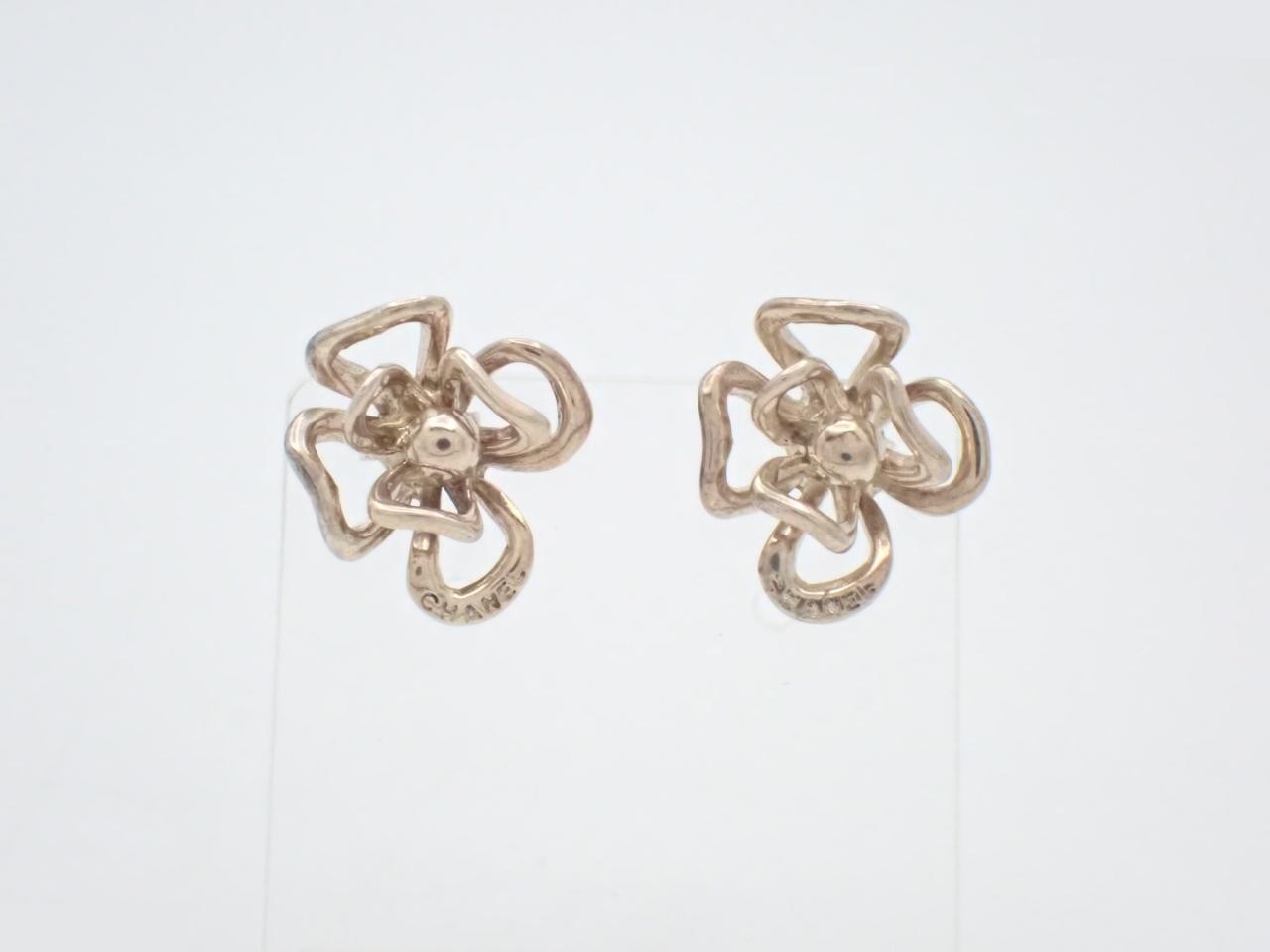 Camellia motif earrings, vintage, 925 sterling silver, 4.2g