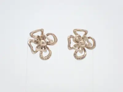 Camellia motif earrings, vintage, 925 sterling silver, 4.2g