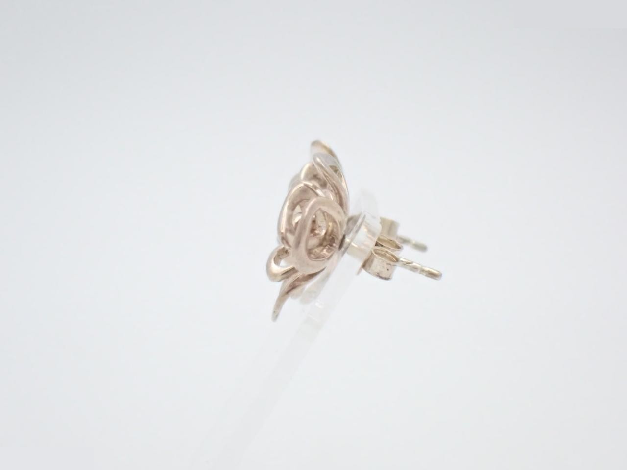 Camellia motif earrings, vintage, 925 sterling silver, 4.2g — view 3
