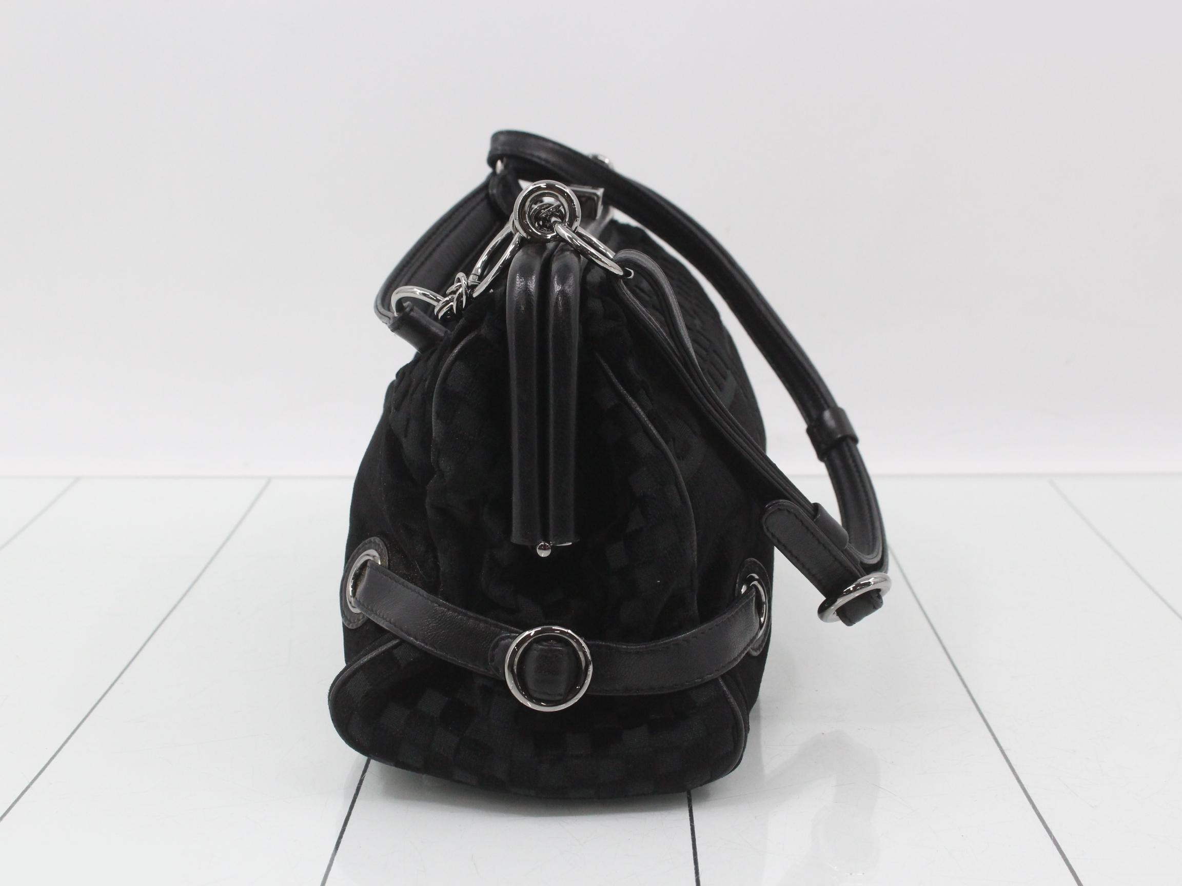 Coco Mark Chain Hobo 2-Way Velour/Lambskin Black 10 Series Silver Hardware — view 3
