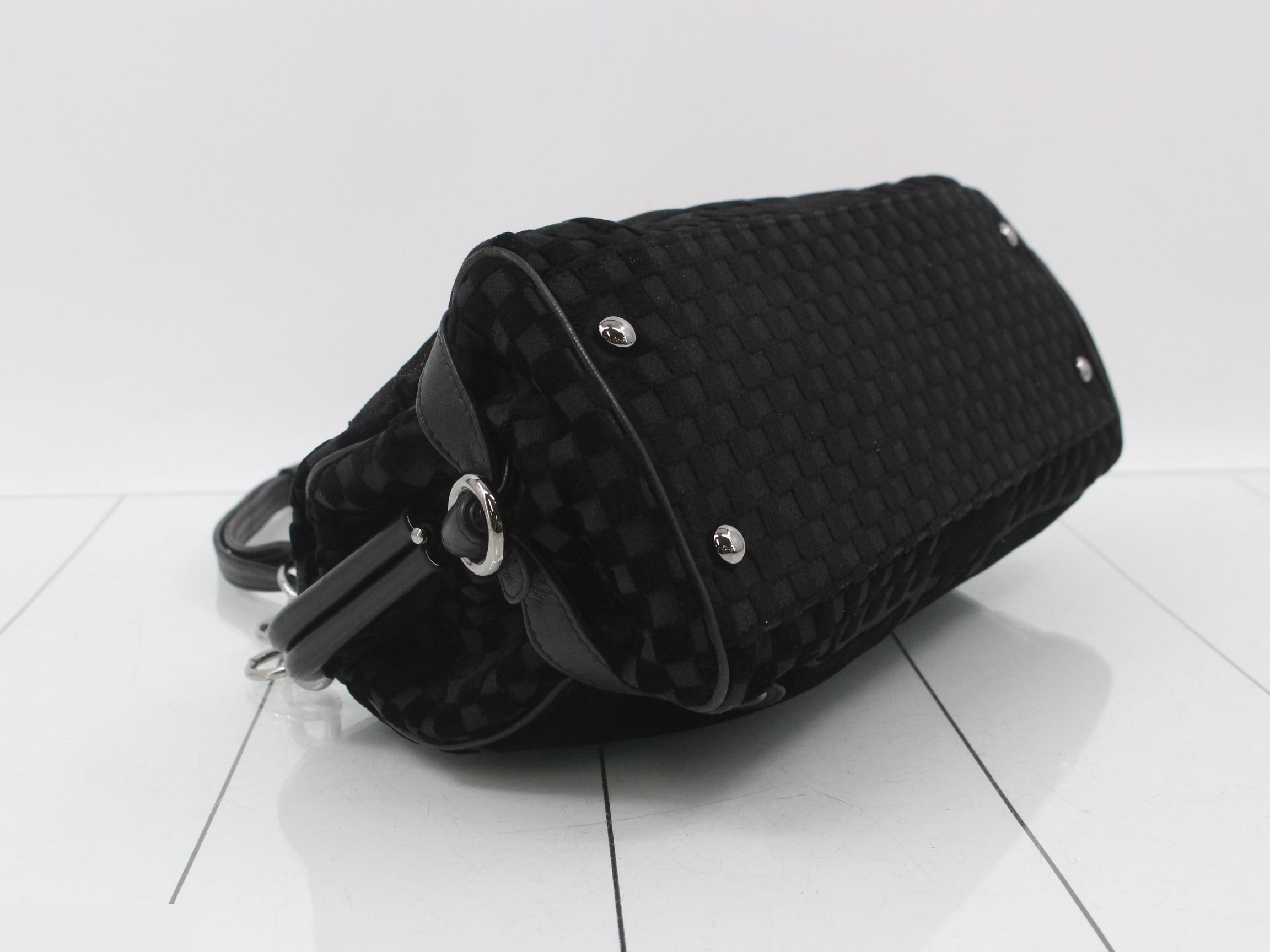 Coco Mark Chain Hobo 2-Way Velour/Lambskin Black 10 Series Silver Hardware — view 5