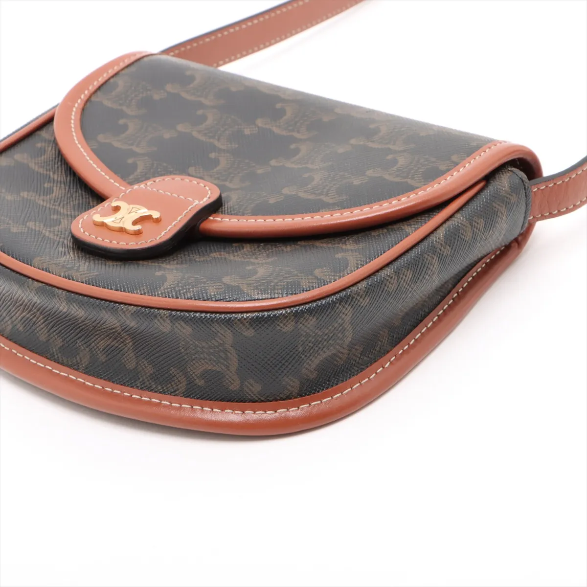 Triomphe Mini Bouzas PVC x Leather Shoulder Bag Brown — view 3
