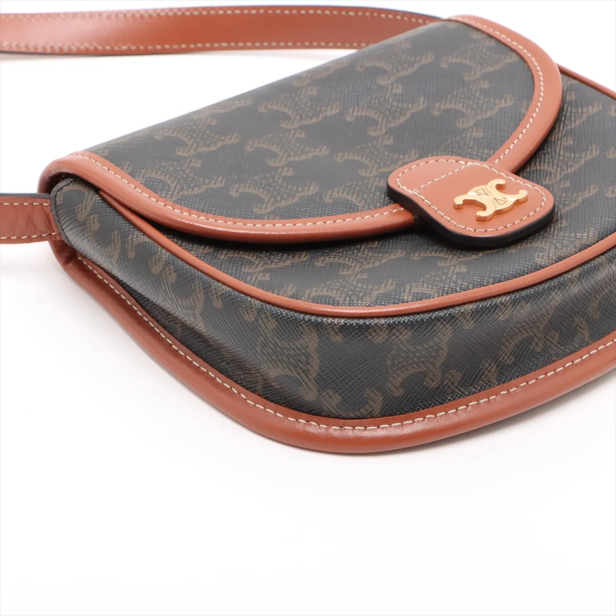 Triomphe Mini Bouzas PVC x Leather Shoulder Bag Brown — view 4