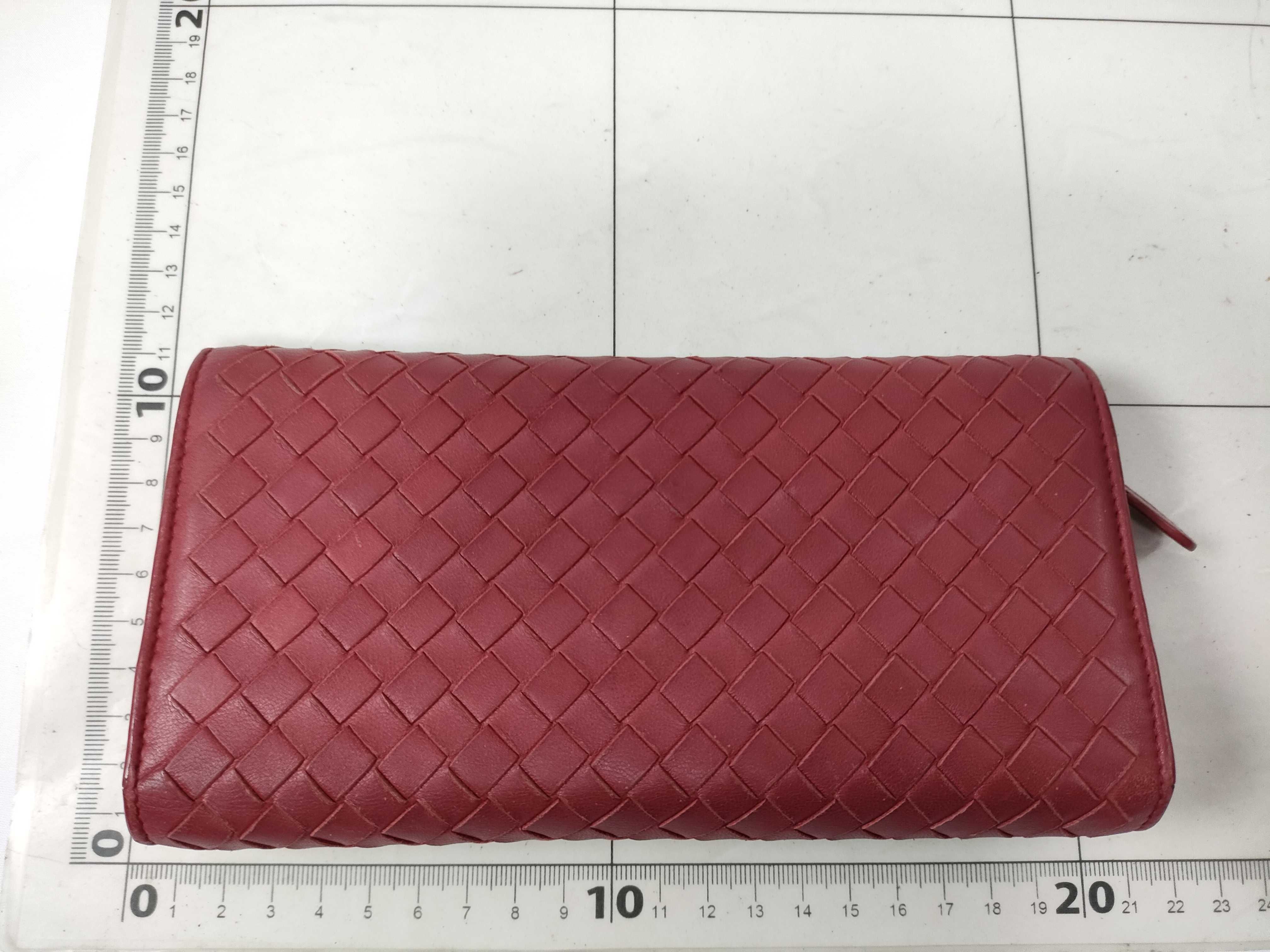 Intrecciato Flap Long Wallet with Snap Closure, Red — view 2