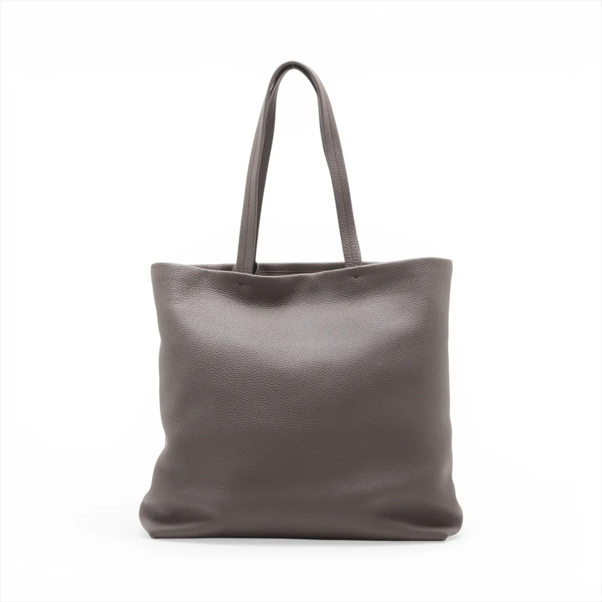 Vitello Daino Leather Tote Bag, Greige, Tagless — view 2