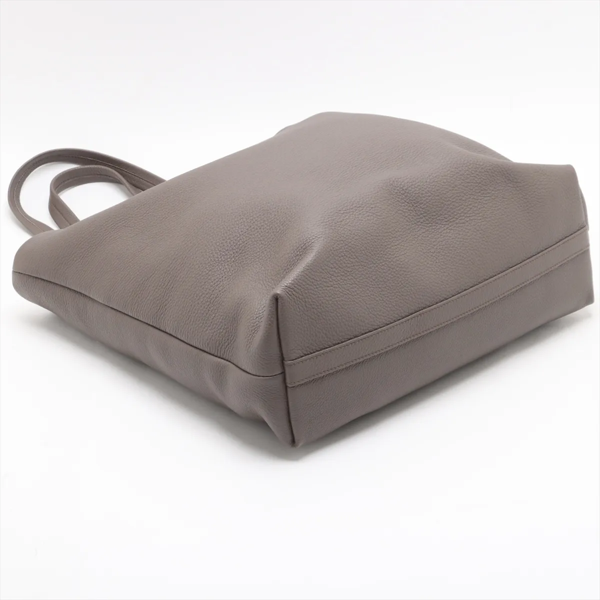 Vitello Daino Leather Tote Bag, Greige, Tagless — view 4