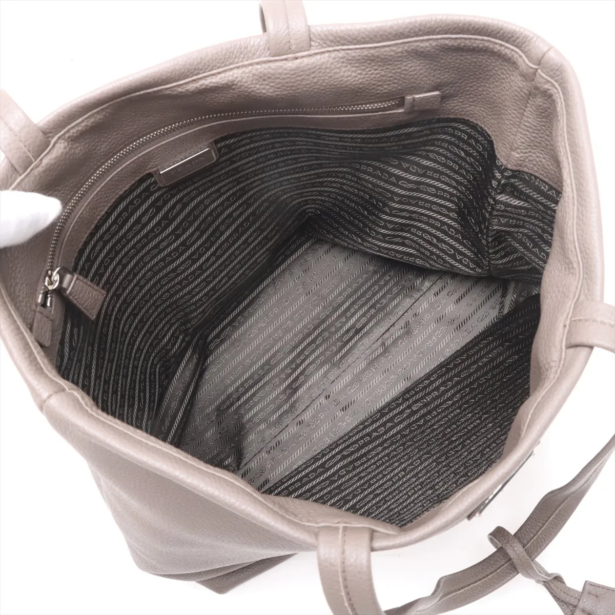Vitello Daino Leather Tote Bag, Greige, Tagless — view 7