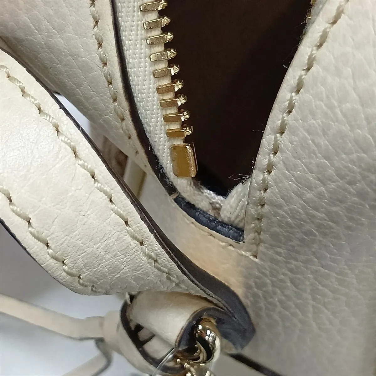GG Canvas 449413 Canvas x Leather Shoulder Bag Beige x White Outlet — view 12
