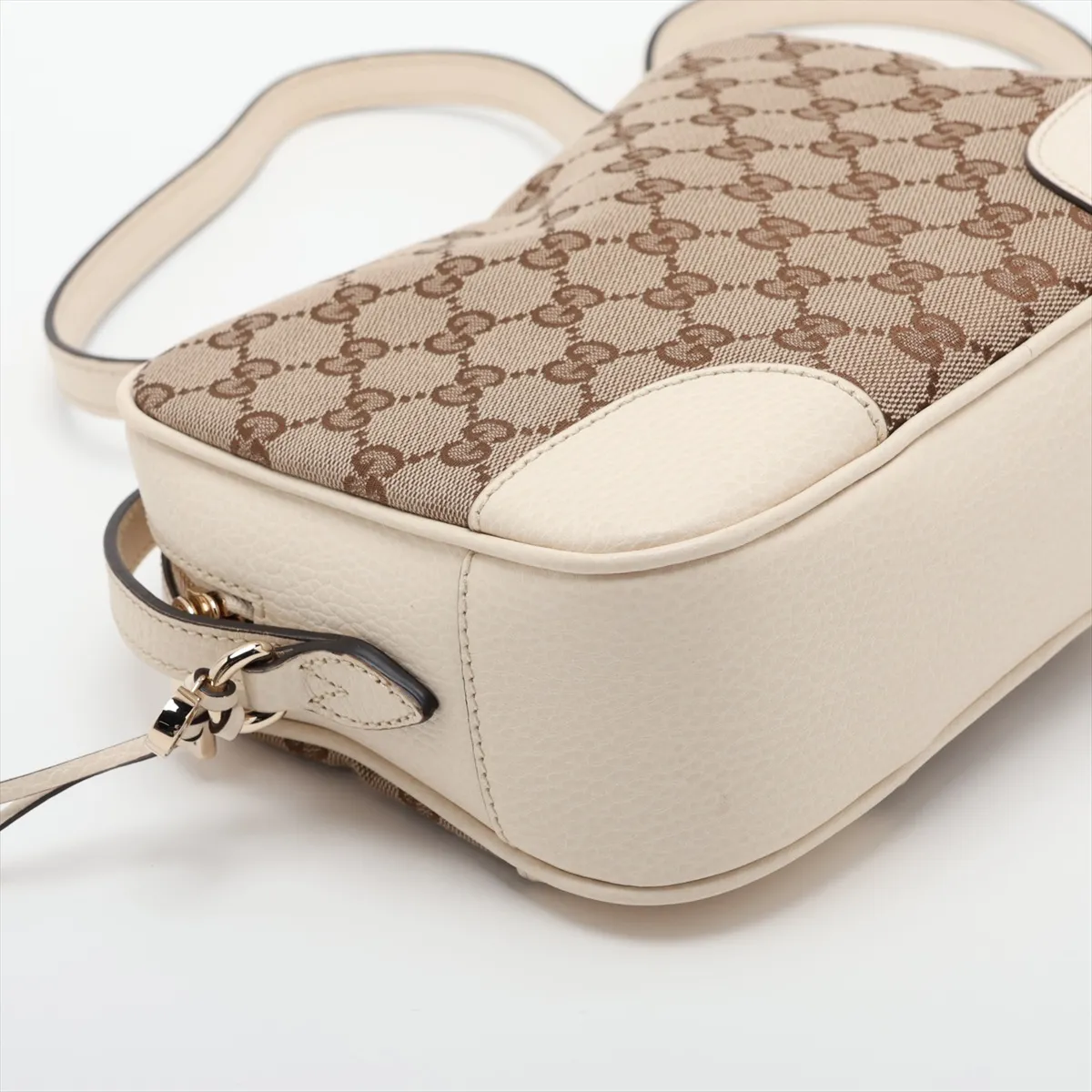 GG Canvas 449413 Canvas x Leather Shoulder Bag Beige x White Outlet — view 4