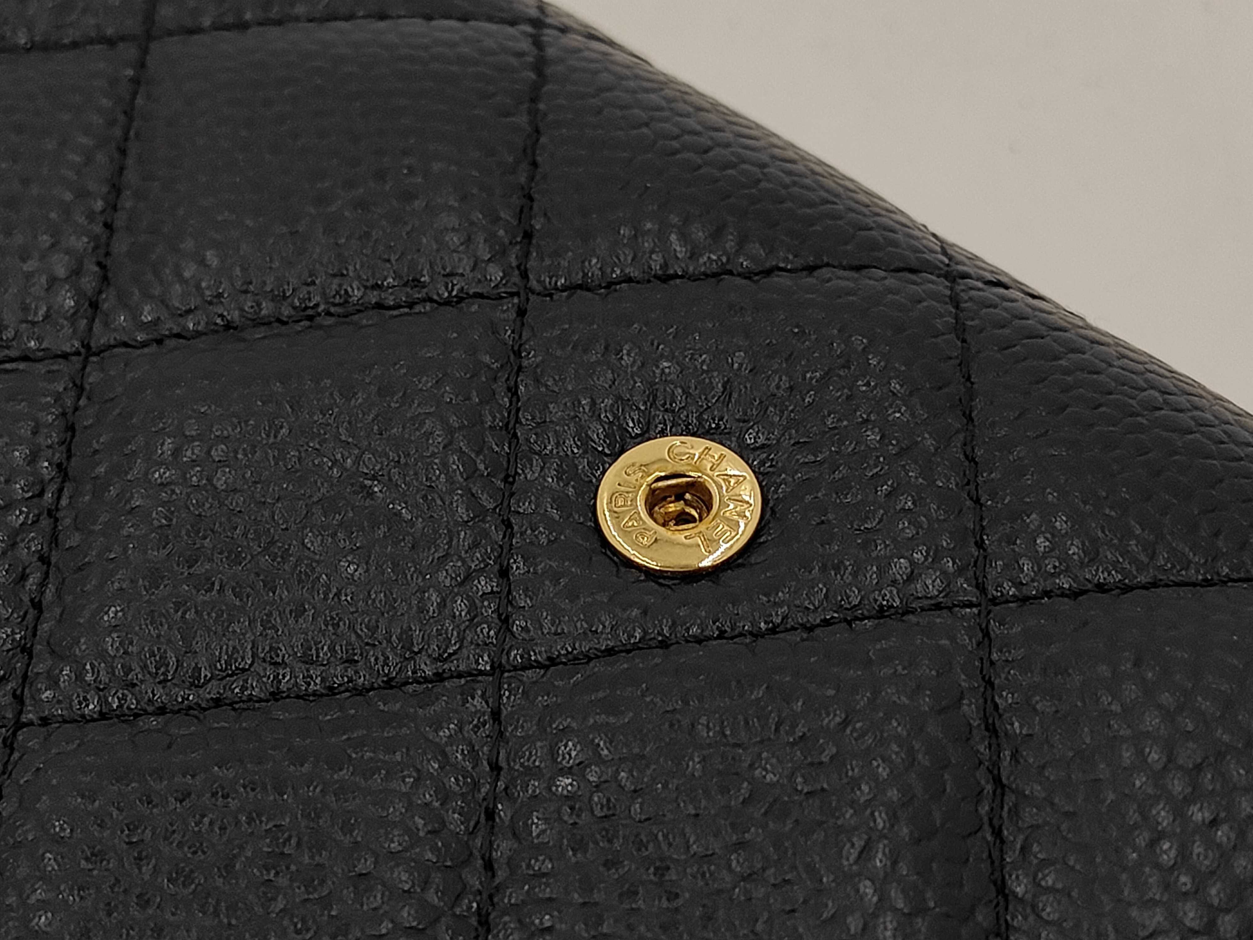 Caviar Skin Matelassé Long Wallet Black Serial Number 21 — view 4