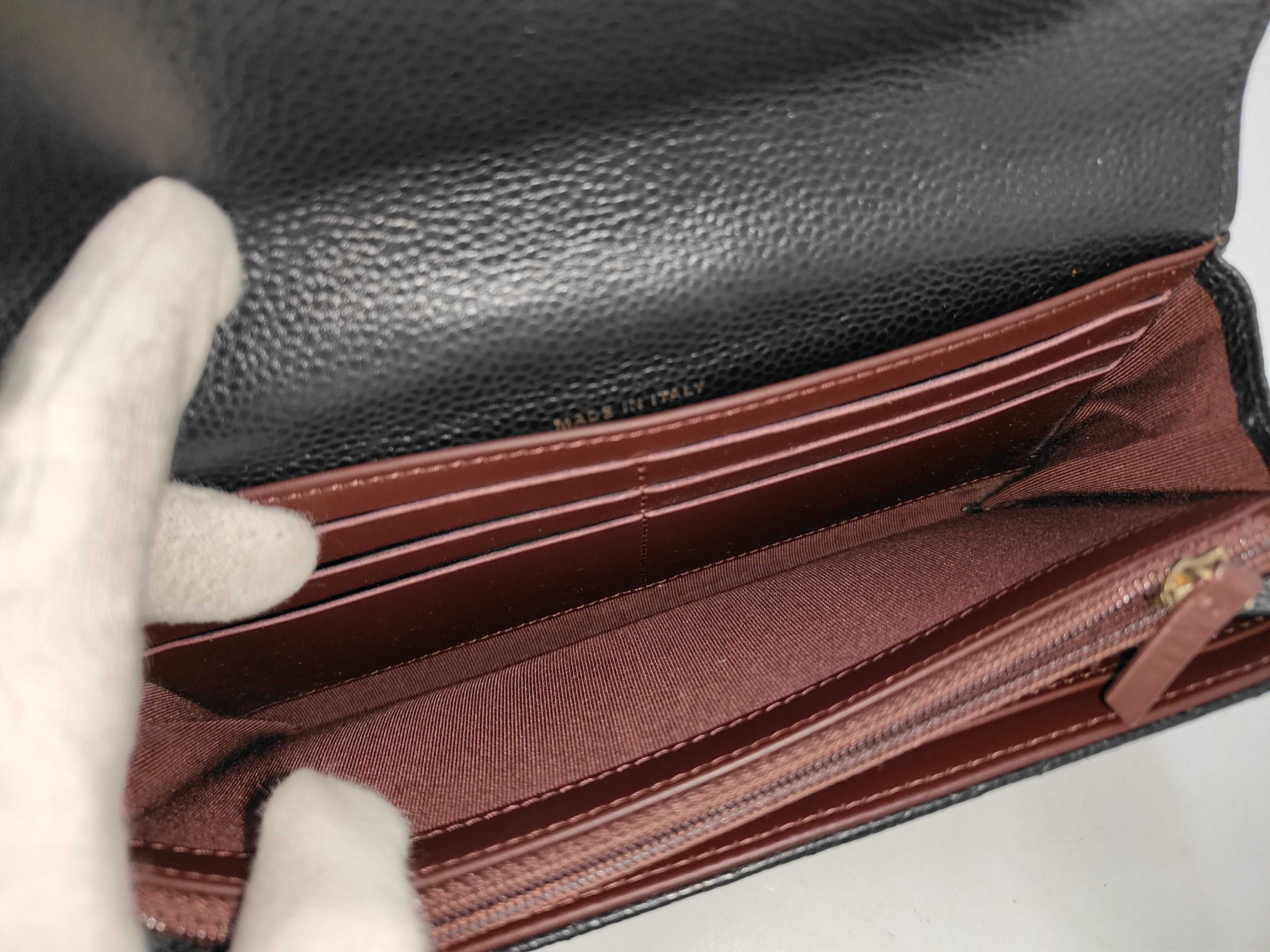 Caviar Skin Matelassé Long Wallet Black Serial Number 21 — view 7
