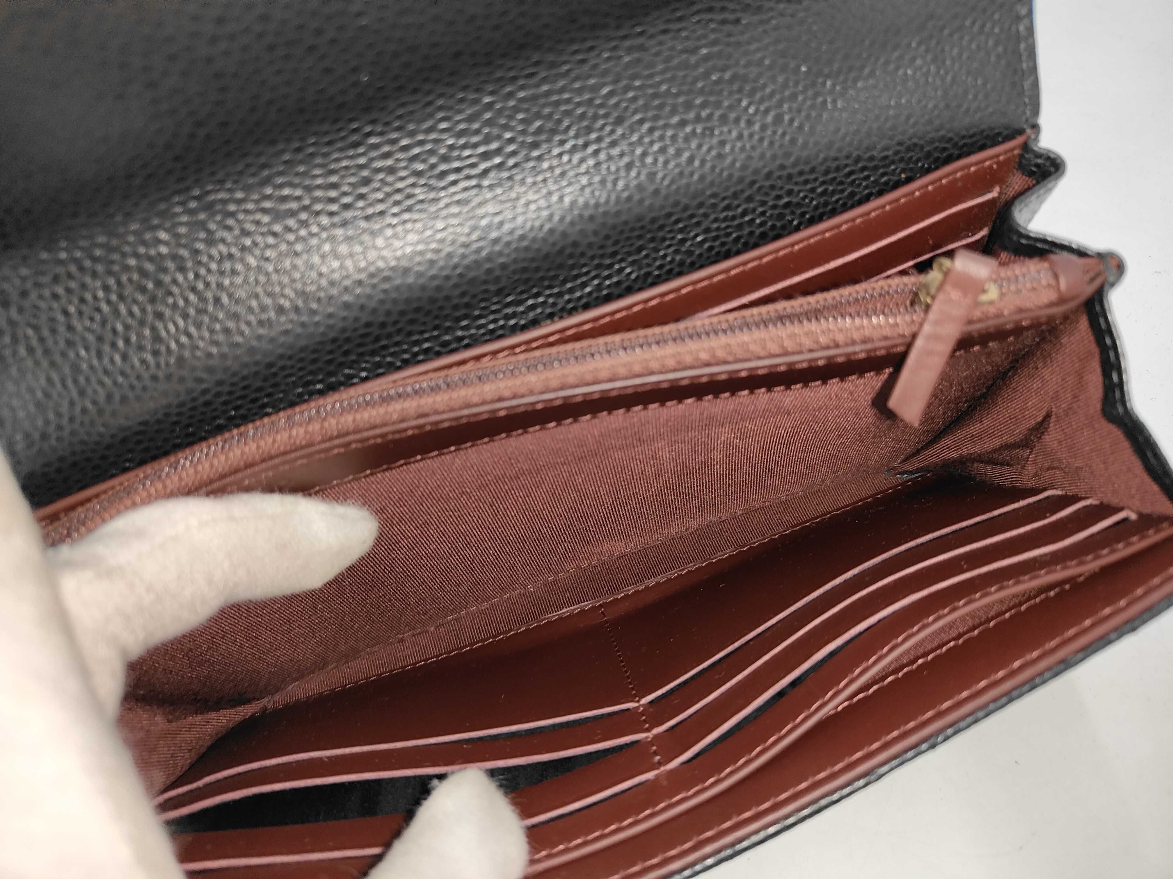 Caviar Skin Matelassé Long Wallet Black Serial Number 21 — view 9