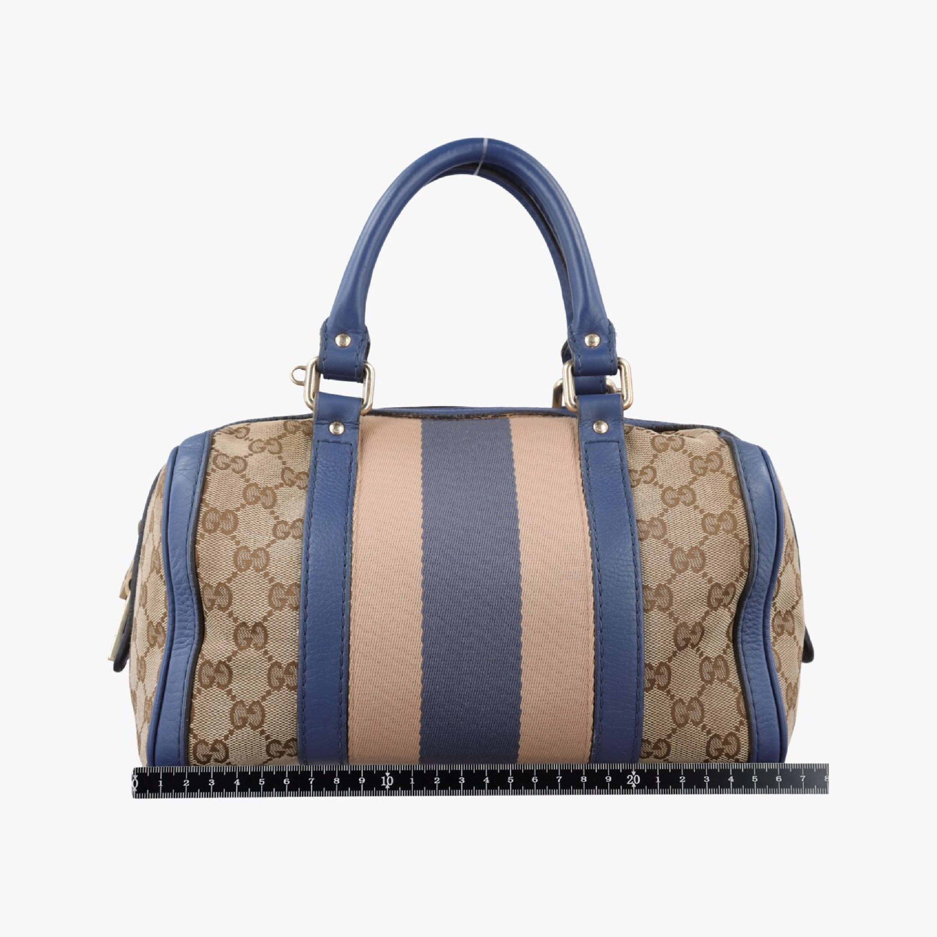 Sherry Line Shoulder Bag, Beige x Blue x Multi, Canvas x Leather, 269876 G018208593 — view 2