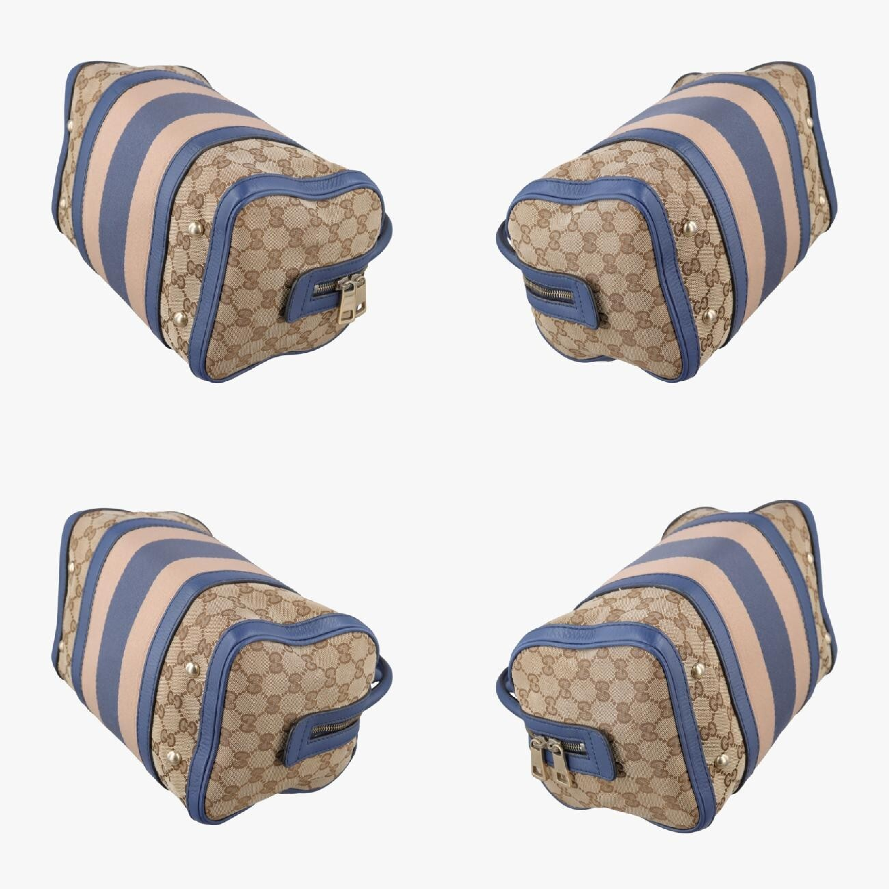 Sherry Line Shoulder Bag, Beige x Blue x Multi, Canvas x Leather, 269876 G018208593 — view 4