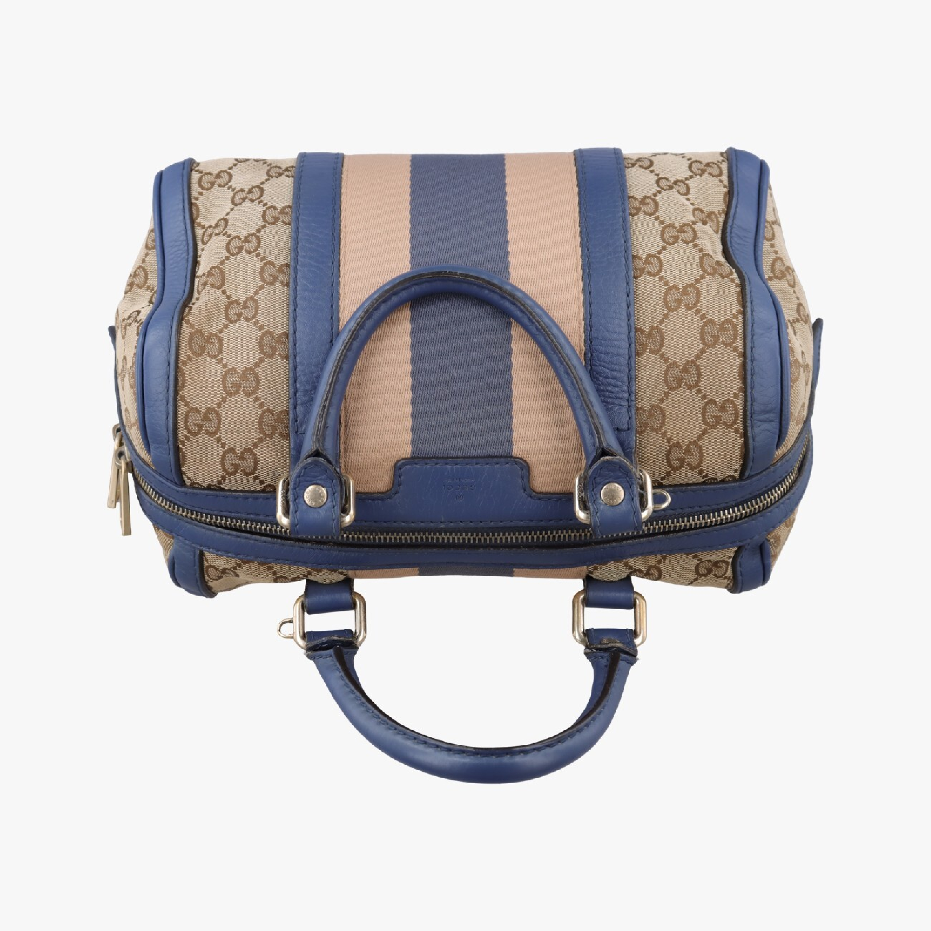 Sherry Line Shoulder Bag, Beige x Blue x Multi, Canvas x Leather, 269876 G018208593 — view 5
