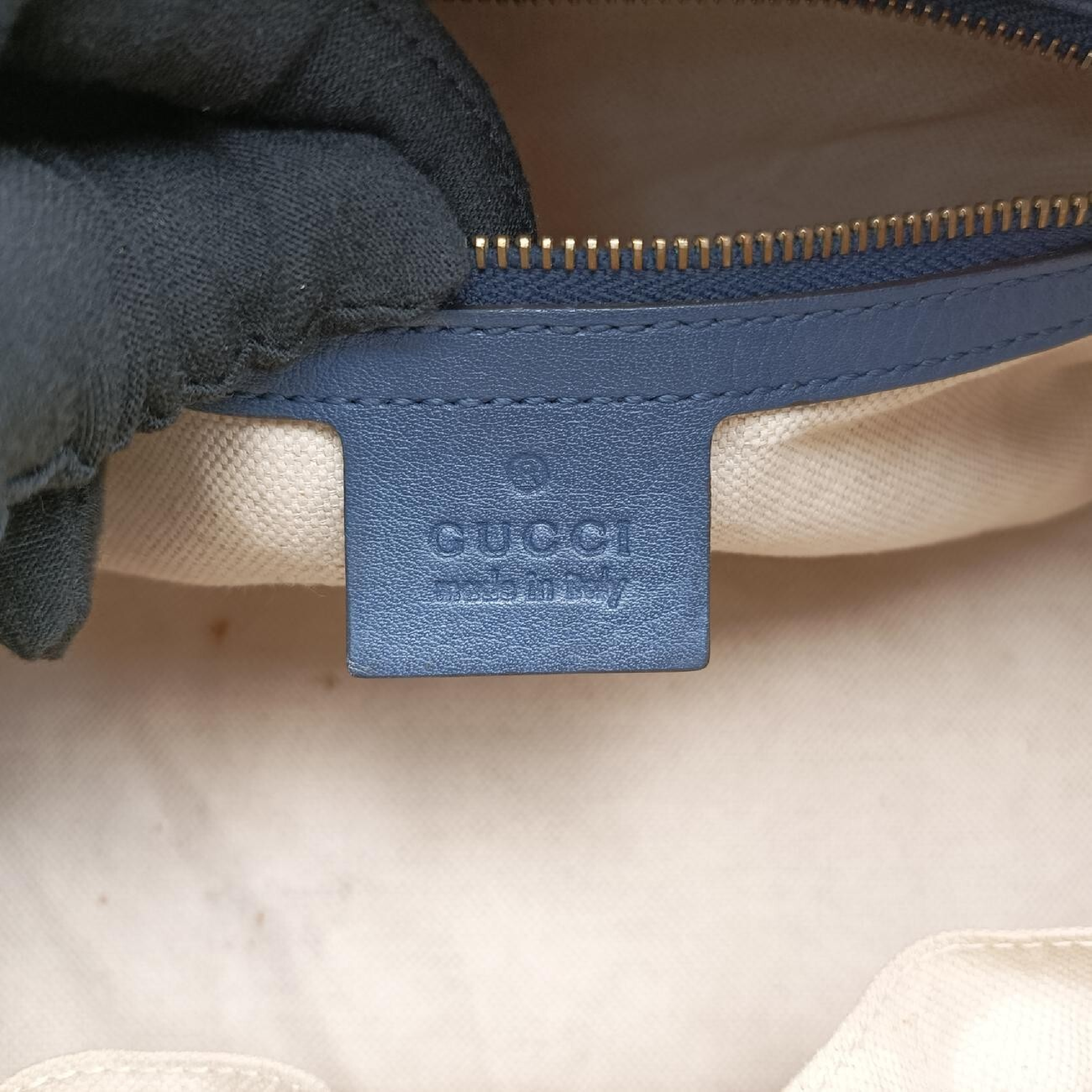 Sherry Line Shoulder Bag, Beige x Blue x Multi, Canvas x Leather, 269876 G018208593 — view 7