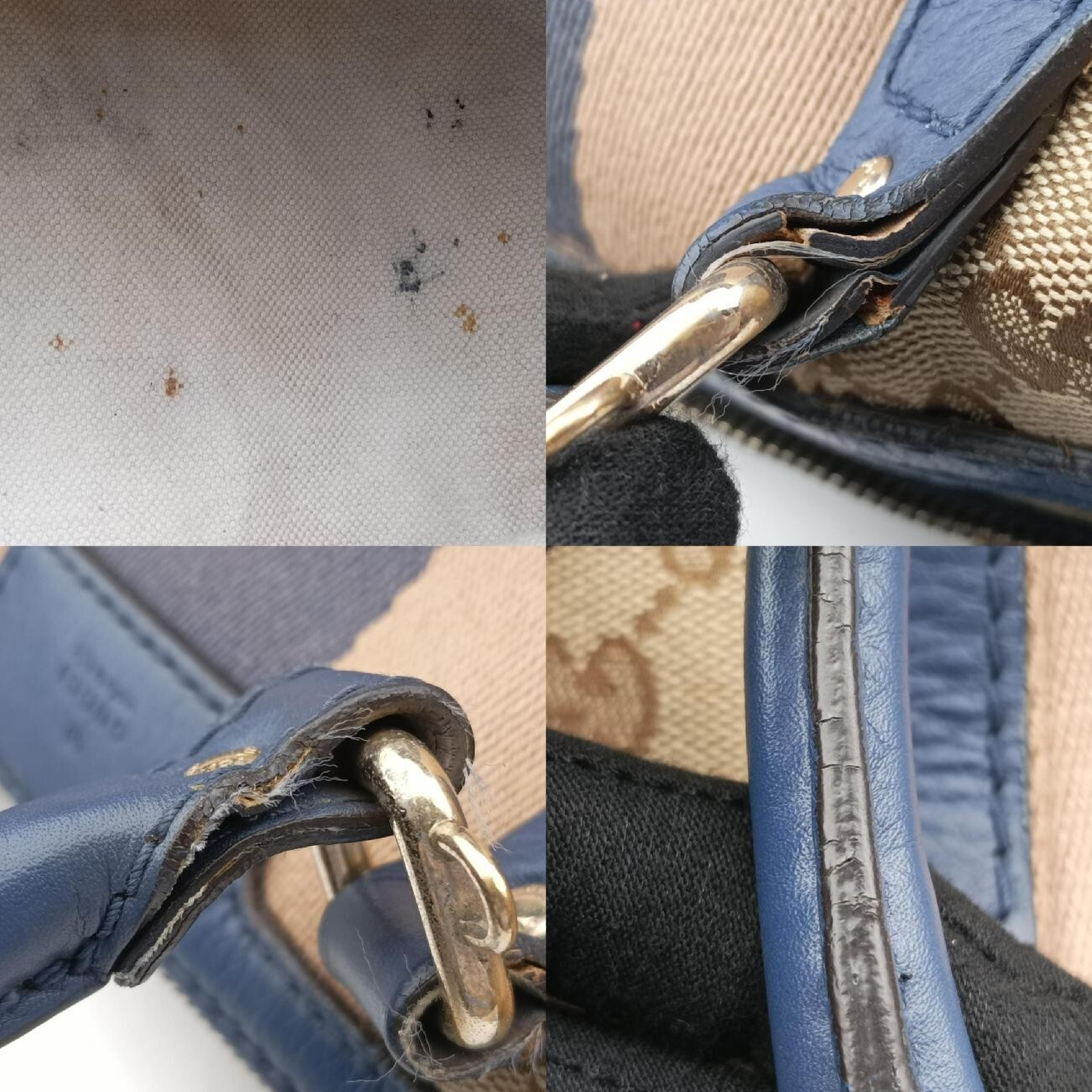 Sherry Line Shoulder Bag, Beige x Blue x Multi, Canvas x Leather, 269876 G018208593 — view 9