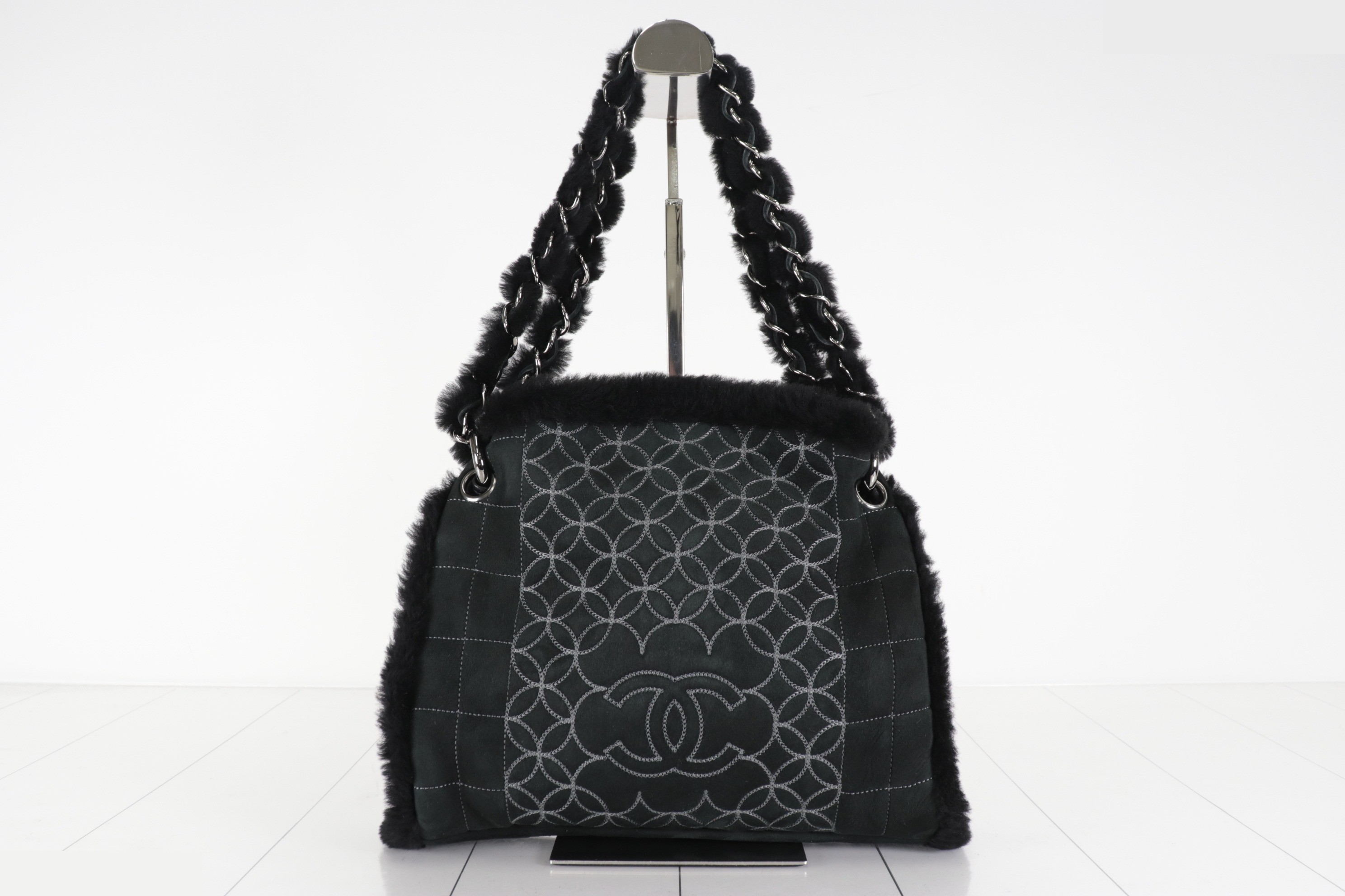 Suede and sheepskin chain handbag with Coco Mark, silver hardware, item number 10. — view 2