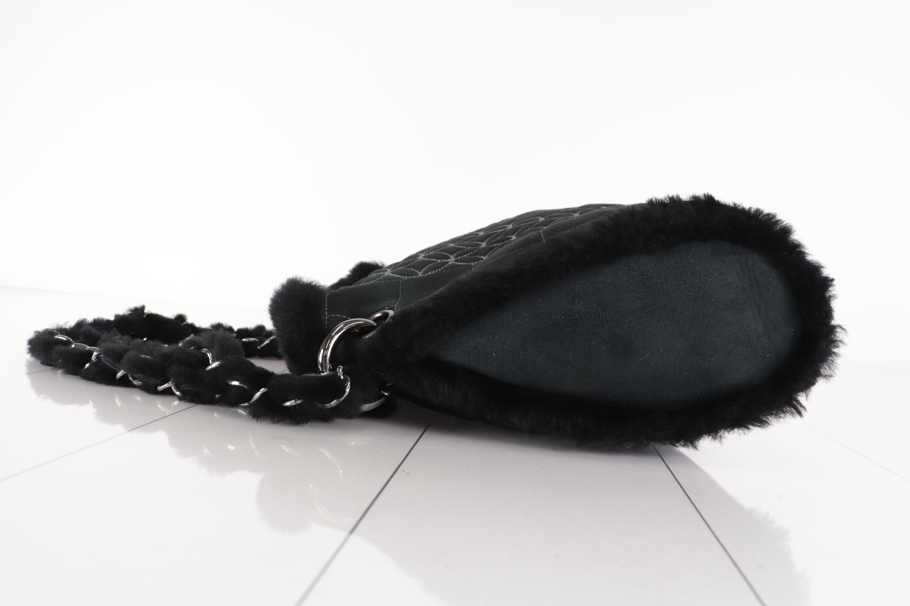 Suede and sheepskin chain handbag with Coco Mark, silver hardware, item number 10. — view 4