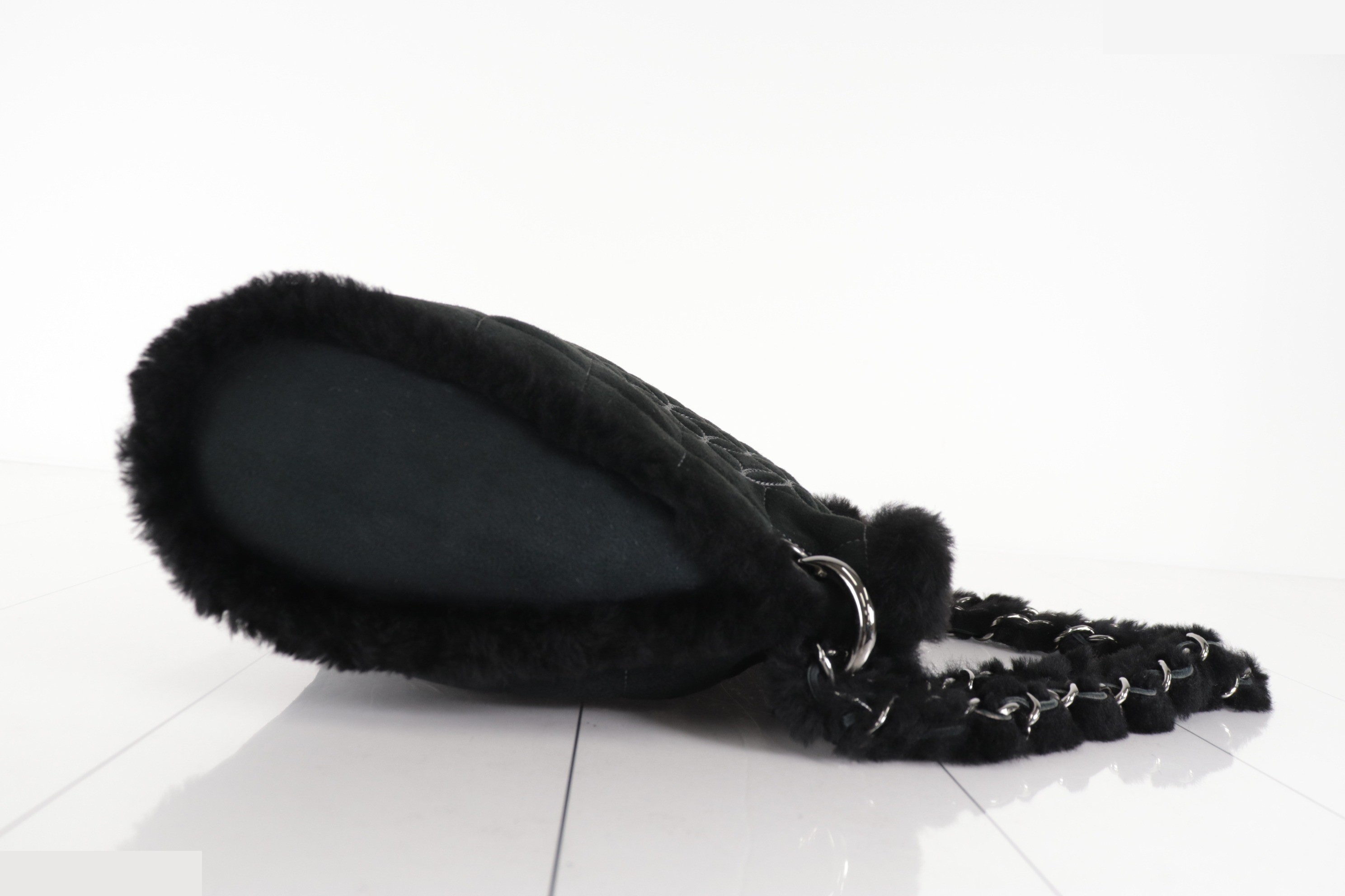 Suede and sheepskin chain handbag with Coco Mark, silver hardware, item number 10. — view 5