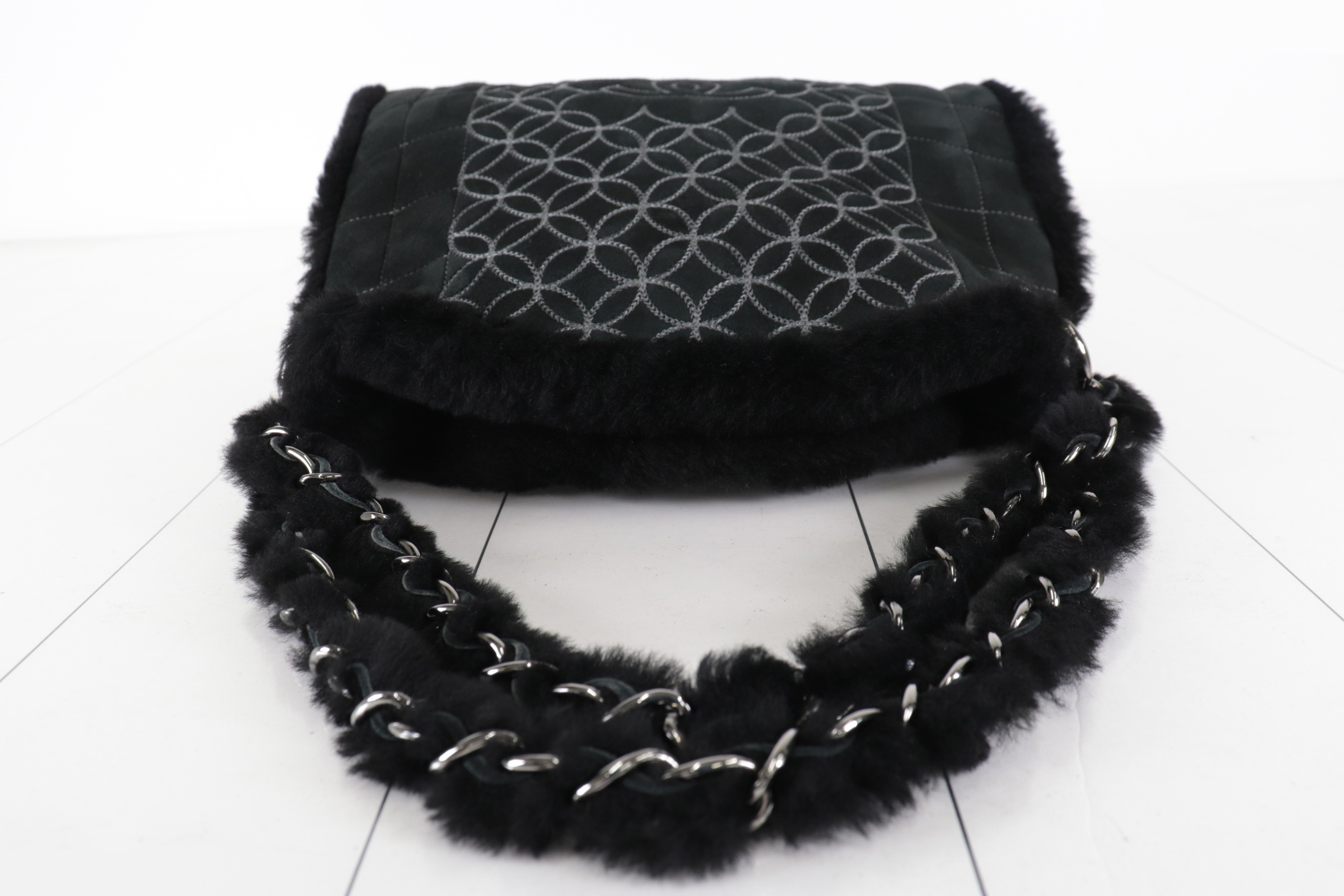 Suede and sheepskin chain handbag with Coco Mark, silver hardware, item number 10. — view 6