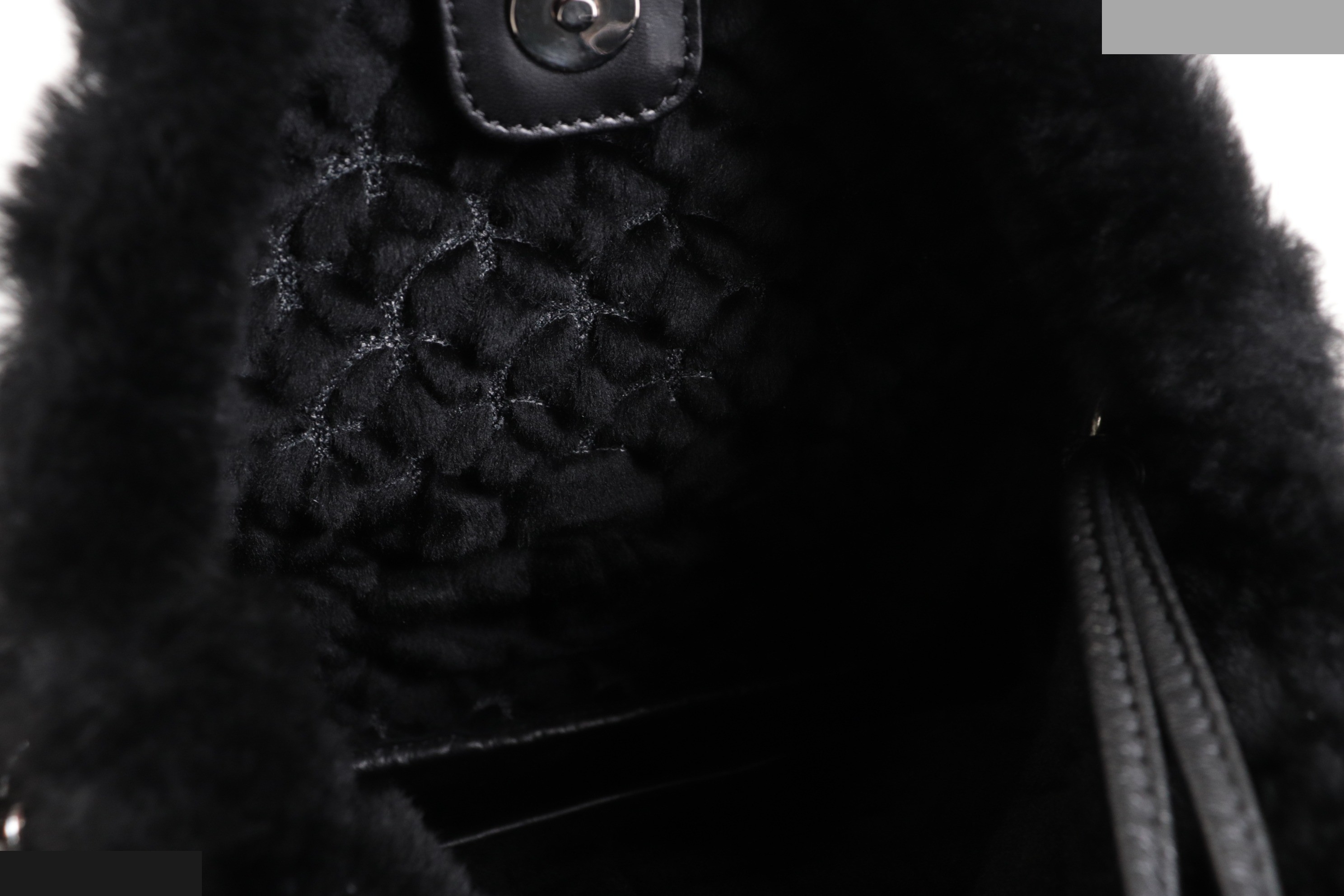Suede and sheepskin chain handbag with Coco Mark, silver hardware, item number 10. — view 8