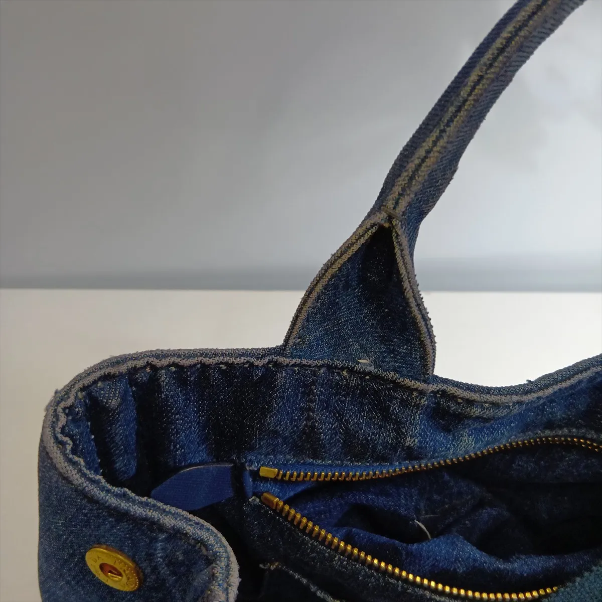 Canapa Denim 2-Way Handbag, Blue — view 14