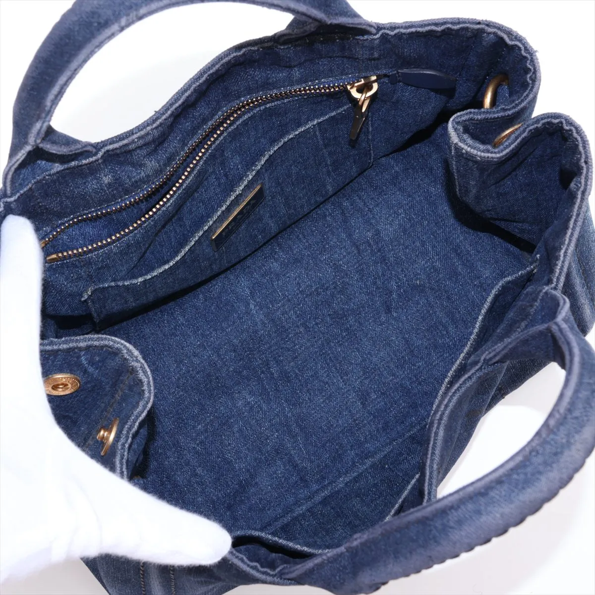 Canapa Denim 2-Way Handbag, Blue — view 8