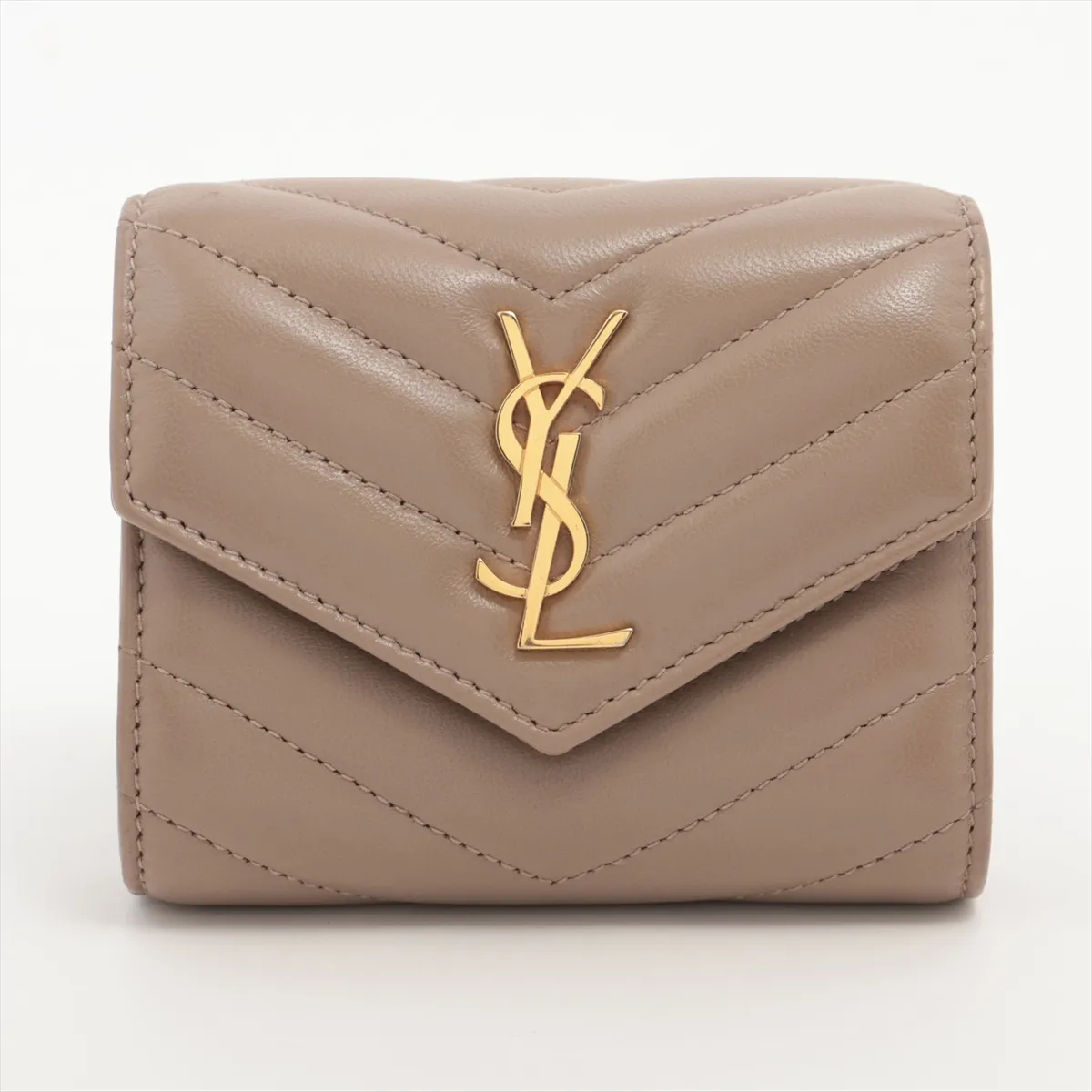GNC692061 Leather Compact Wallet, Beige