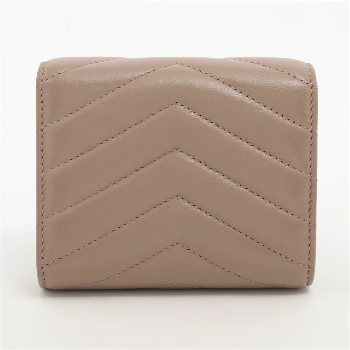 GNC692061 Leather Compact Wallet, Beige — view 2