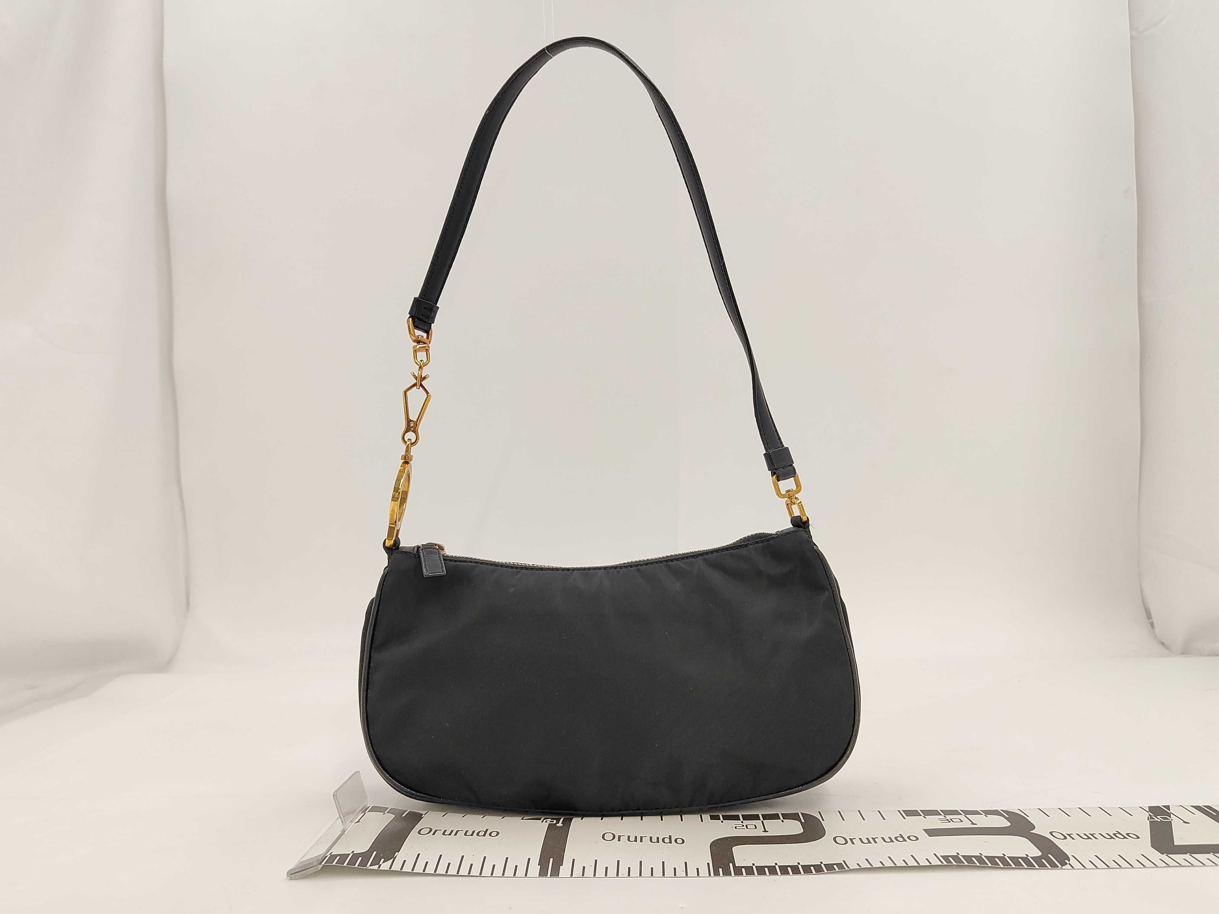 Triangle Logo One-Shoulder Bag, Nylon, Black, Pouch — view 2